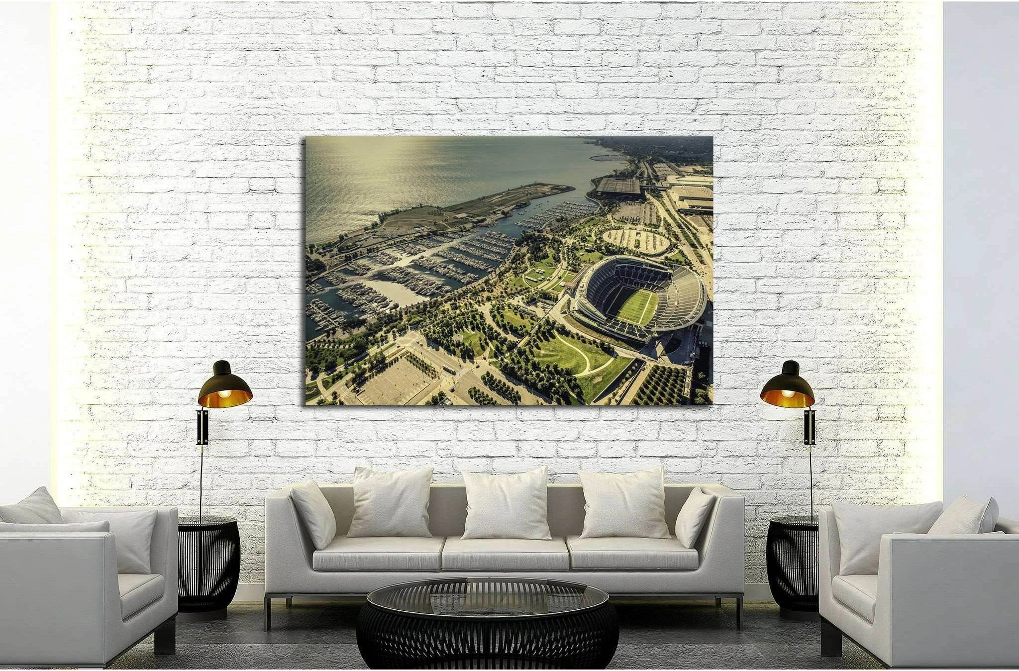 Chicago Soldiers Filed Stadium and harbor №2042 Ready to Hang Canvas Print - Zellart Canvas Prints ALL_Products, s-2042