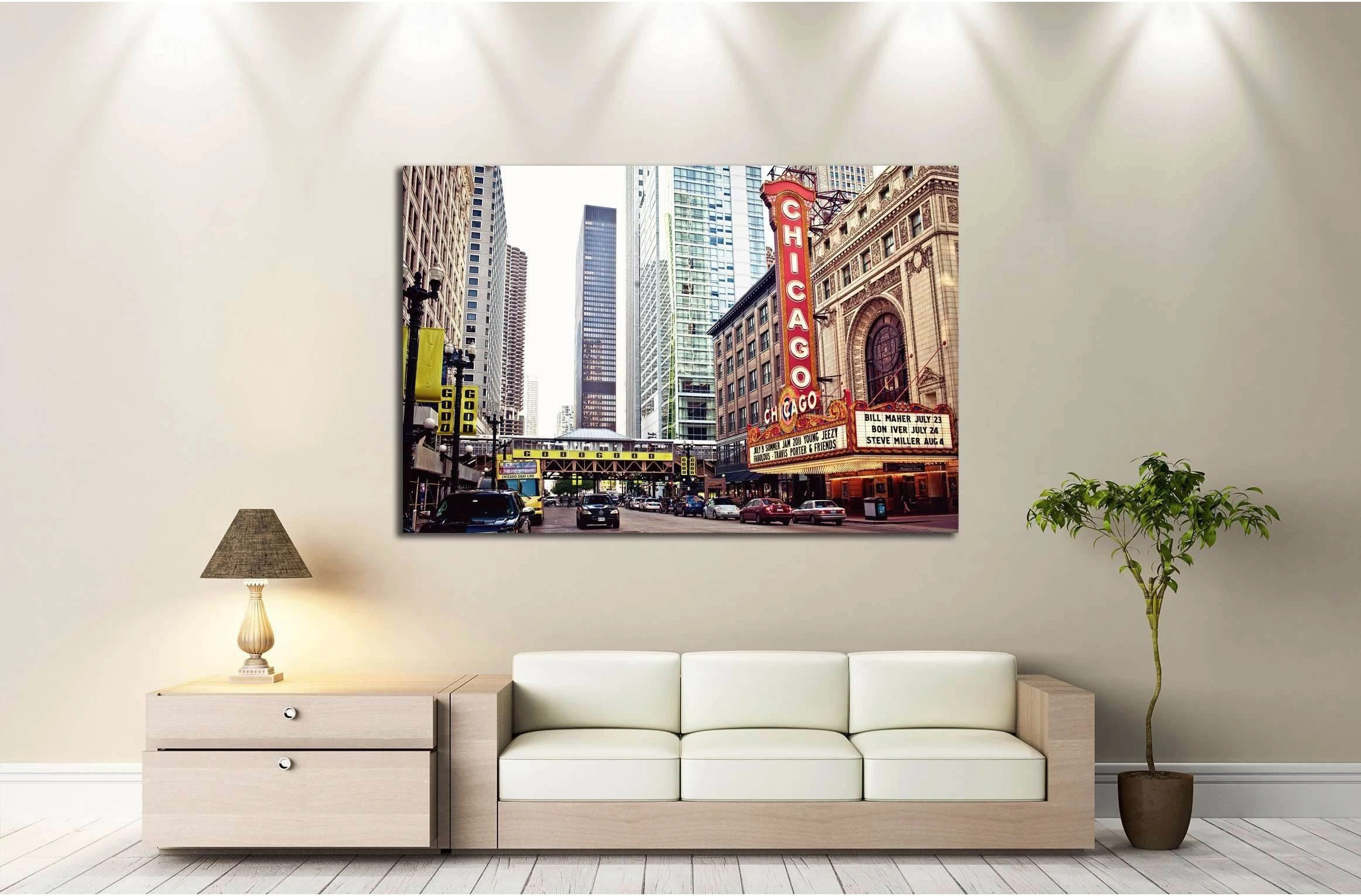 Chicago Theater on State Street, Chicago, Illinois №2141 Ready to Hang Canvas Print - Zellart Canvas Prints ALL_Products, s-2141