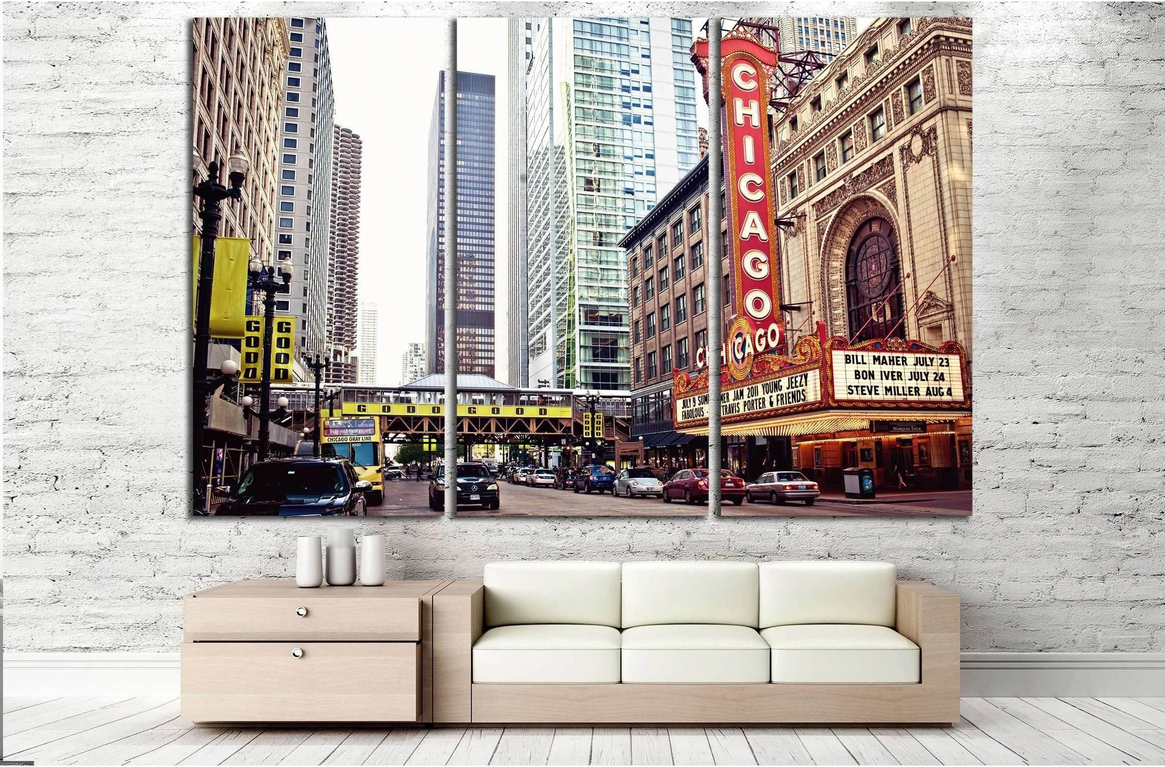 Chicago Theater on State Street, Chicago, Illinois №2141 Ready to Hang Canvas Print - Zellart Canvas Prints ALL_Products, s-2141