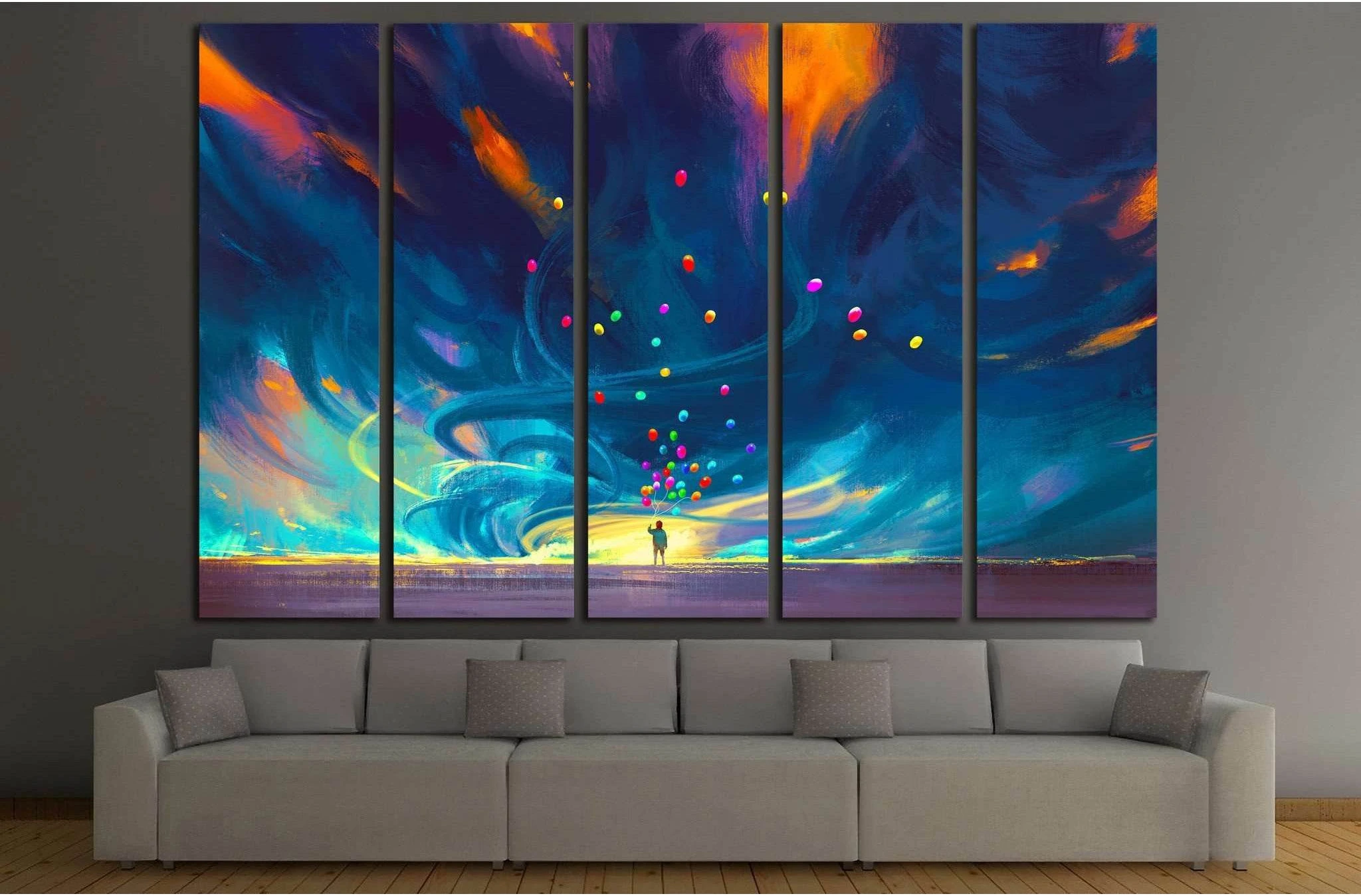 child holding balloons №709 Ready to Hang Canvas Print - Zellart Canvas Prints ALL_Products, s-709