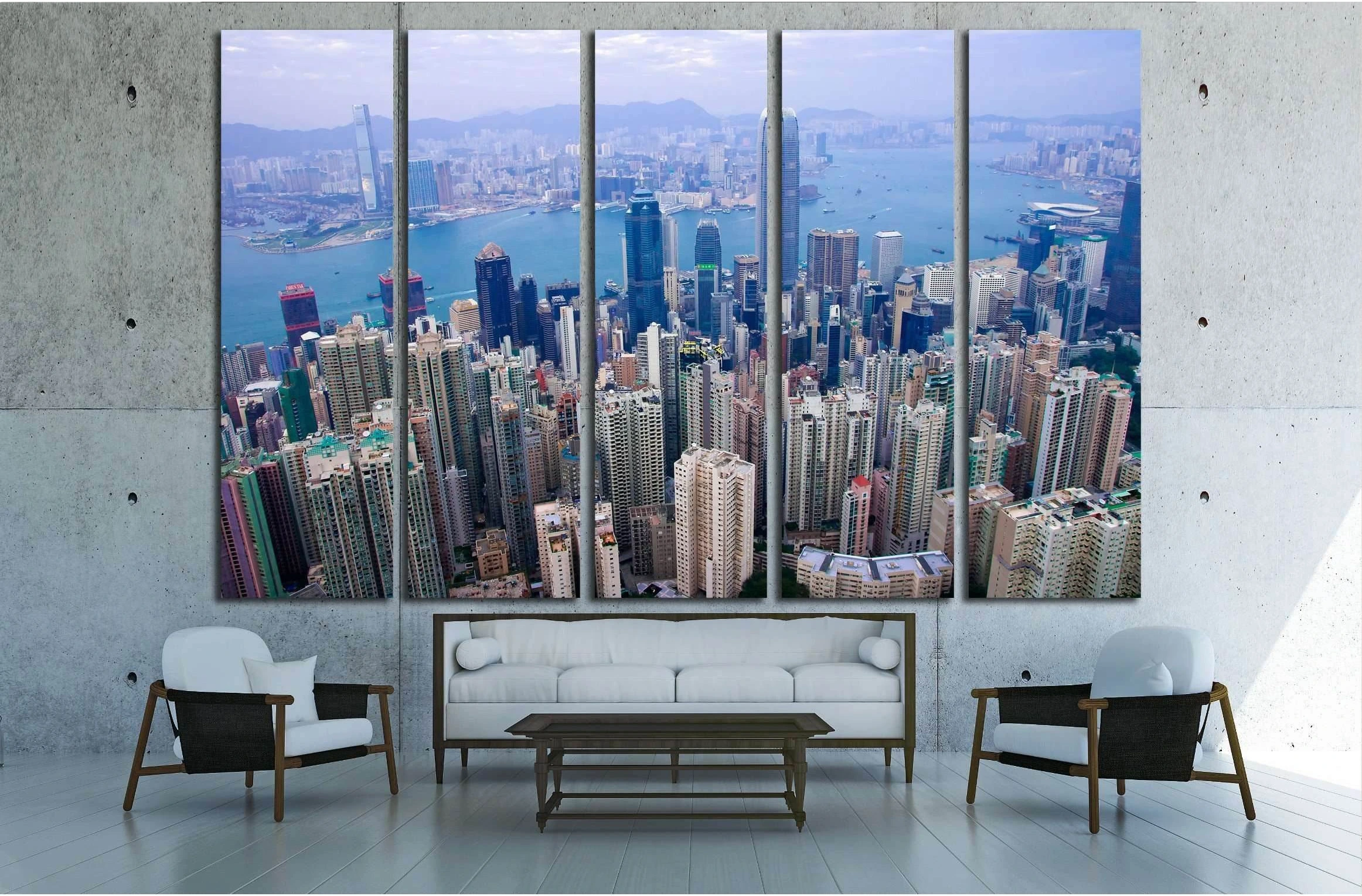 CHINA, Hong kong International Finance Centre, Hong Kong's tallest buildings №2249 Ready to Hang Canvas Print - Zellart Canvas Prints ALL_Products, s-2249