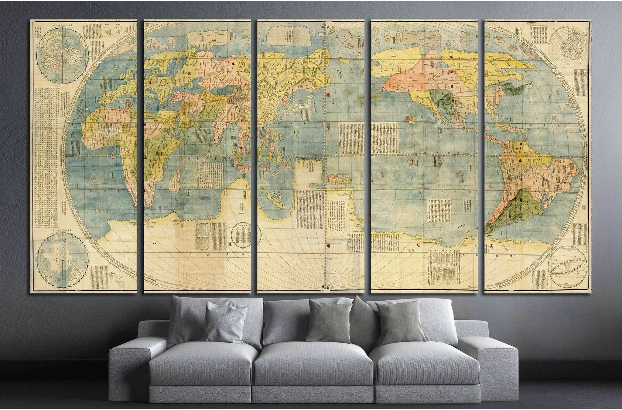 Chinese world map from 1604 №1484 Ready to Hang Canvas Print - Zellart Canvas Prints ALL_Products, s-1484