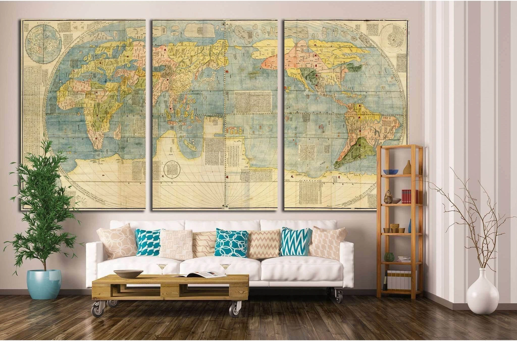 Chinese world map from 1604 №1484 Ready to Hang Canvas Print - Zellart Canvas Prints ALL_Products, s-1484