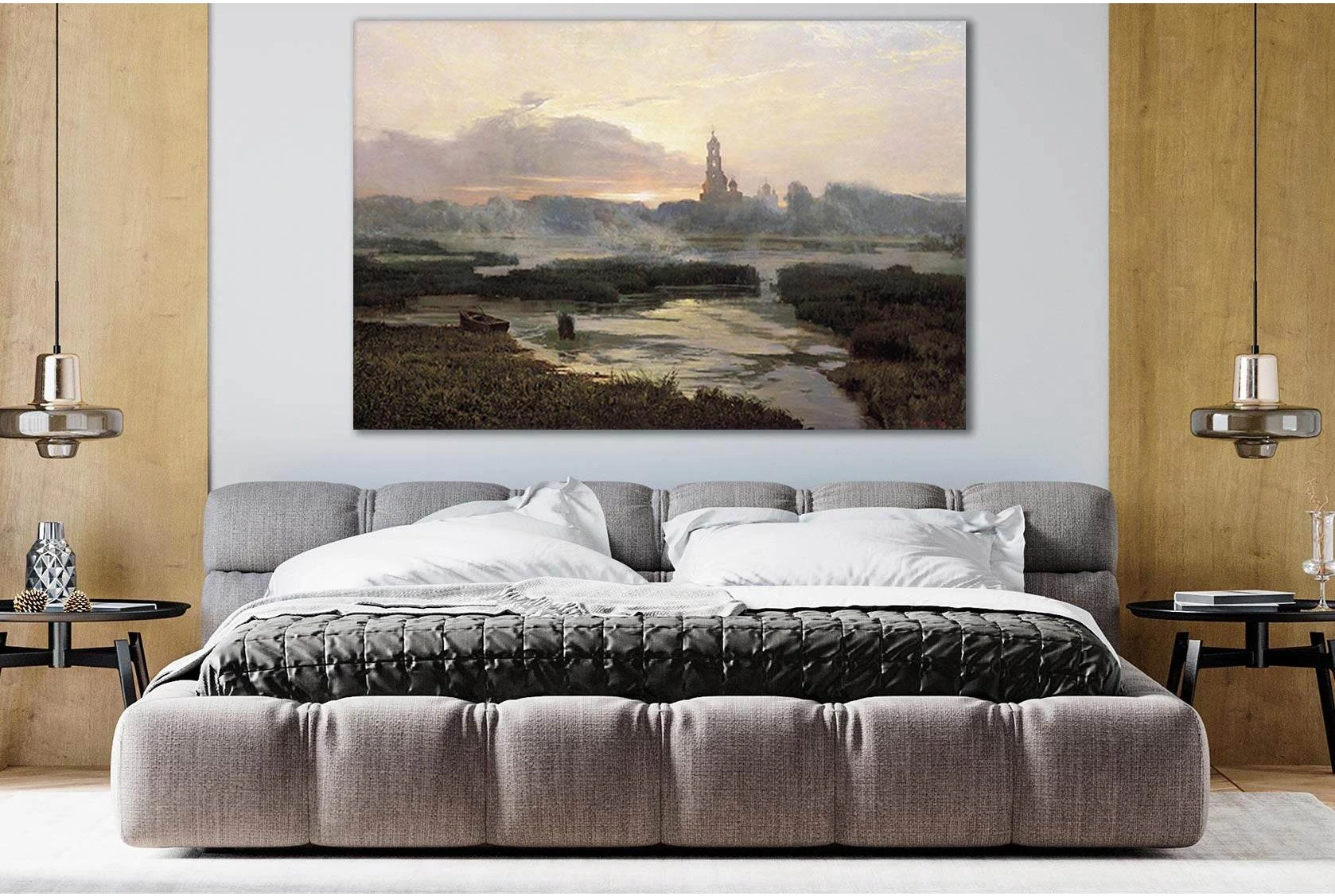 Church Dawn Oil Painting №SL572 Ready to Hang Canvas Print - Zellart Canvas Prints 0new, ALL_Products, Oil Painting Wall Art