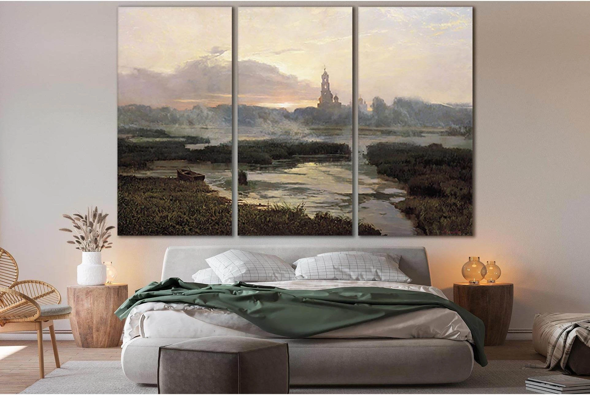 Church Dawn Oil Painting №SL572 Ready to Hang Canvas Print - Zellart Canvas Prints 0new, ALL_Products, Oil Painting Wall Art