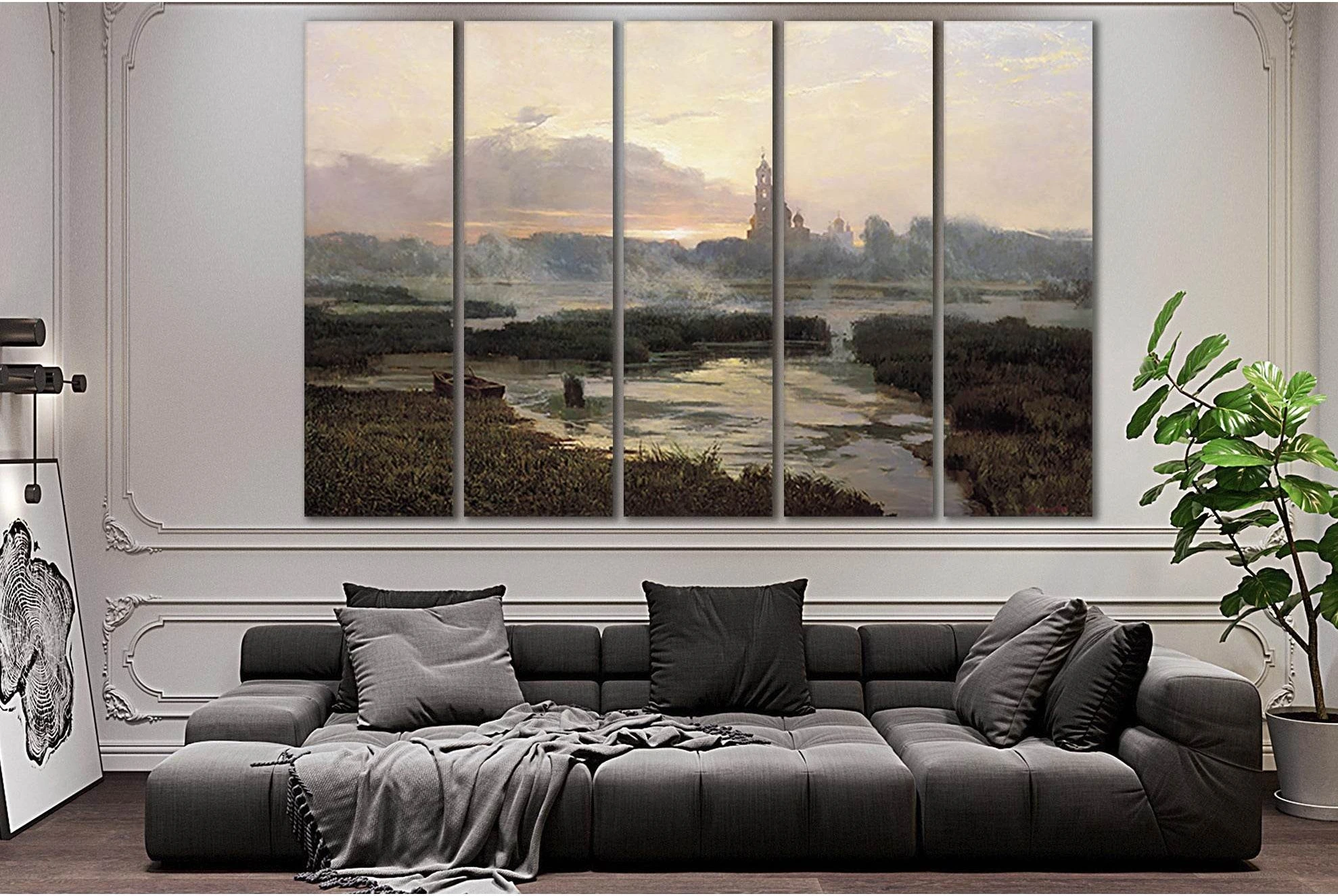 Church Dawn Oil Painting №SL572 Ready to Hang Canvas Print - Zellart Canvas Prints 0new, ALL_Products, Oil Painting Wall Art
