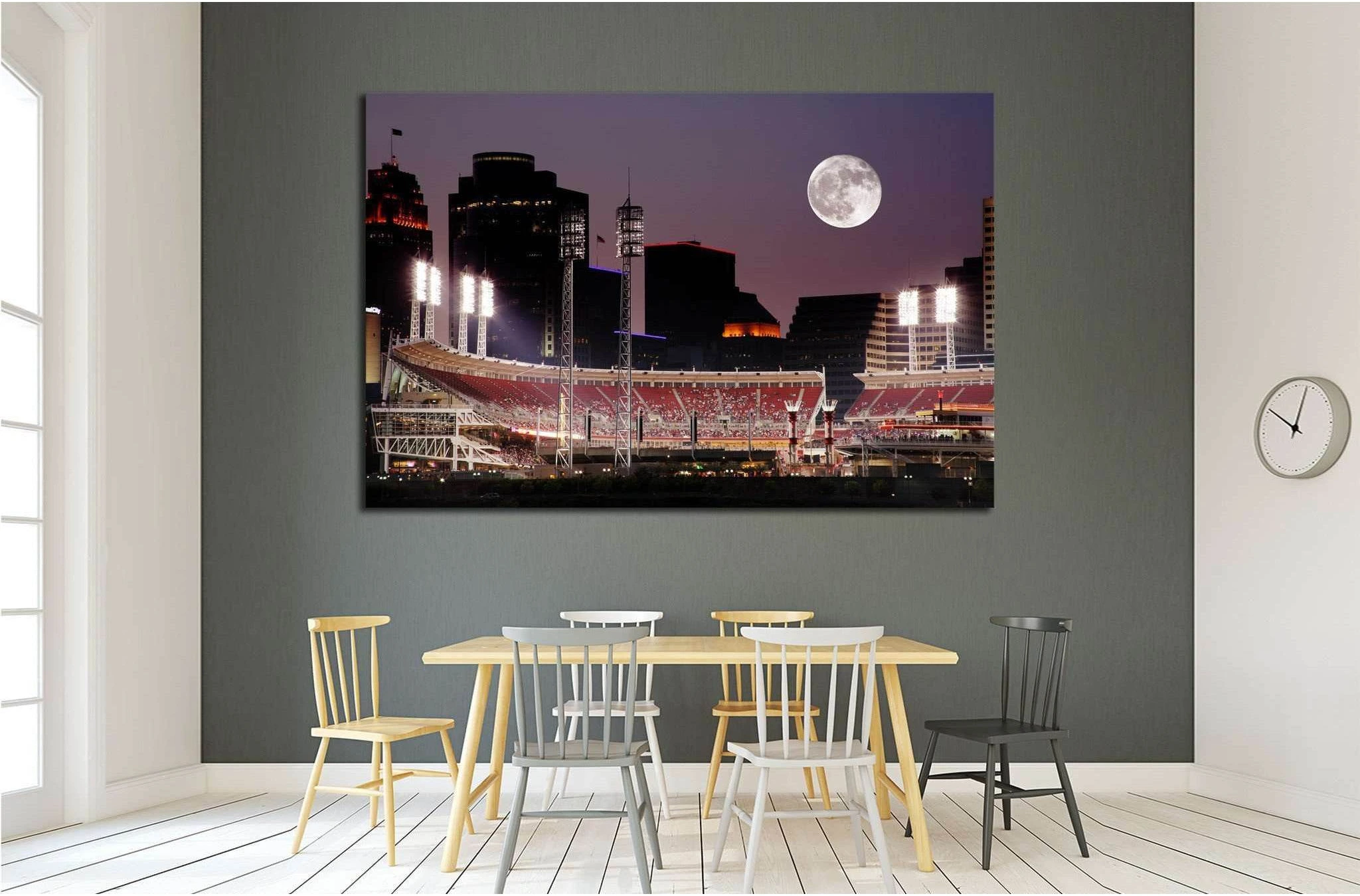 Cincinnati Ohio After Sunset, Reds vs Cubs №1662 Ready to Hang Canvas Print - Zellart Canvas Prints ALL_Products, s-1662