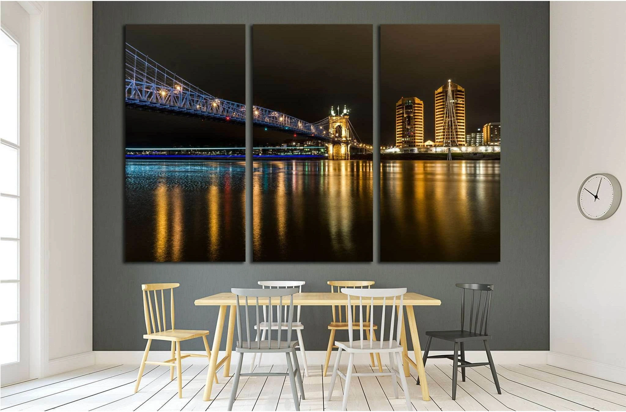 Cincinnati Roebling Bridge at Night №1752 Ready to Hang Canvas Print - Zellart Canvas Prints ALL_Products, s-1752