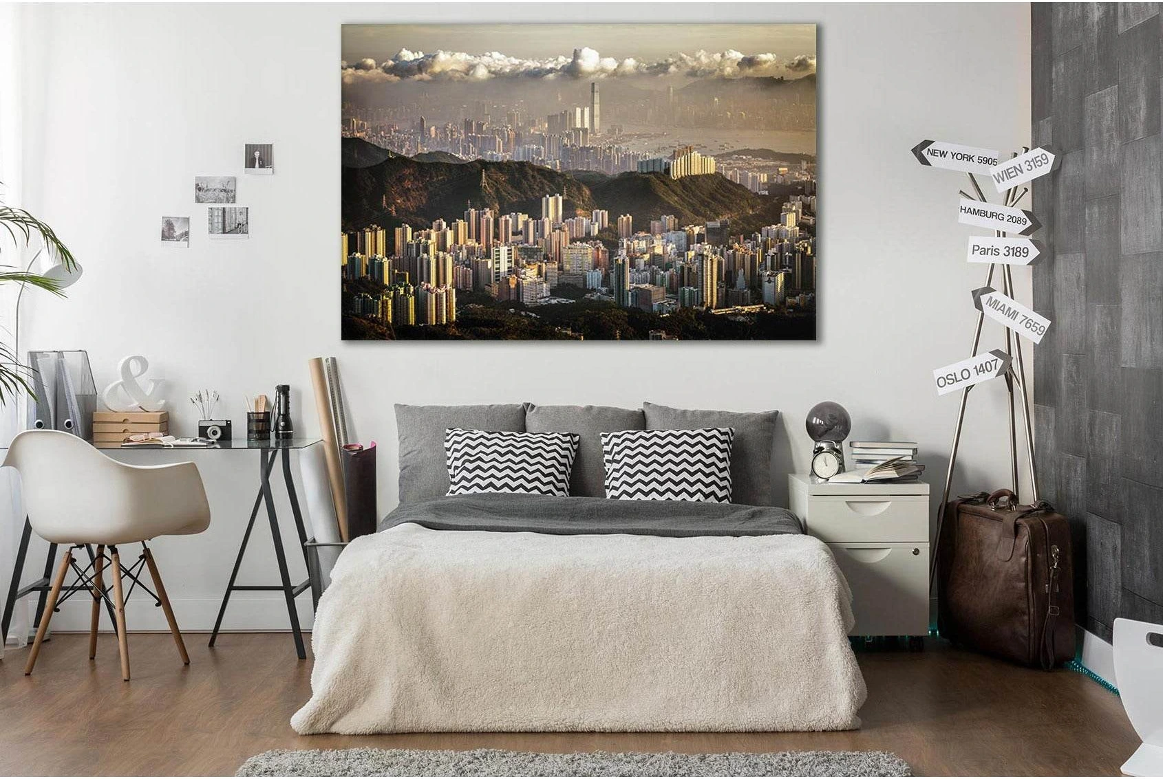 City Buildings Under A Cloudy Sky №SL361 Ready to Hang Canvas Print - Zellart Canvas Prints 0new, ALL_Products, Cityscapes & Skylines