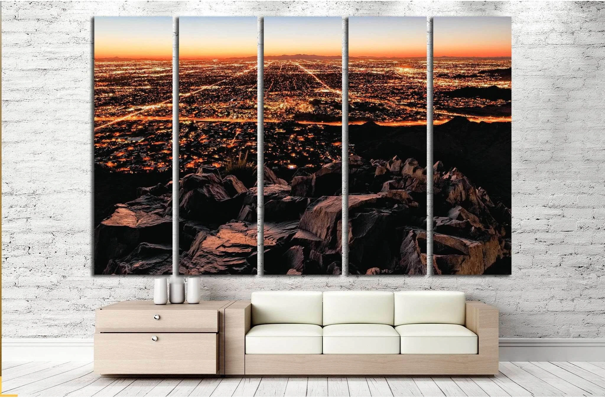 City Lights, mountain view №1006 Ready to Hang Canvas Print - Zellart Canvas Prints ALL_Products, s-1006
