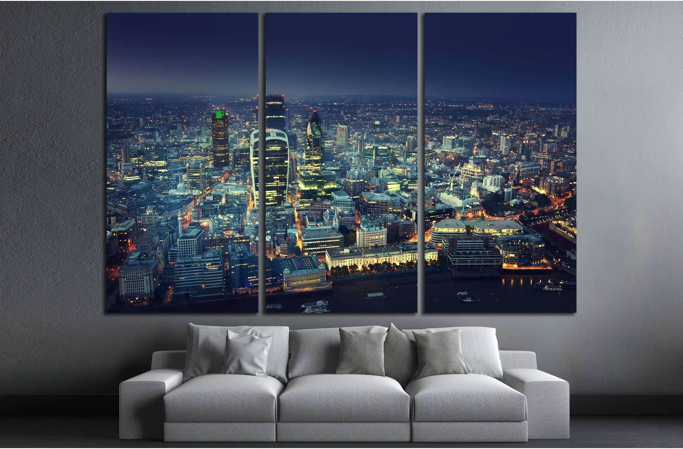 City of London At Sunset №2654 Ready to Hang Canvas Print - Zellart Canvas Prints ALL_Products, s-2654