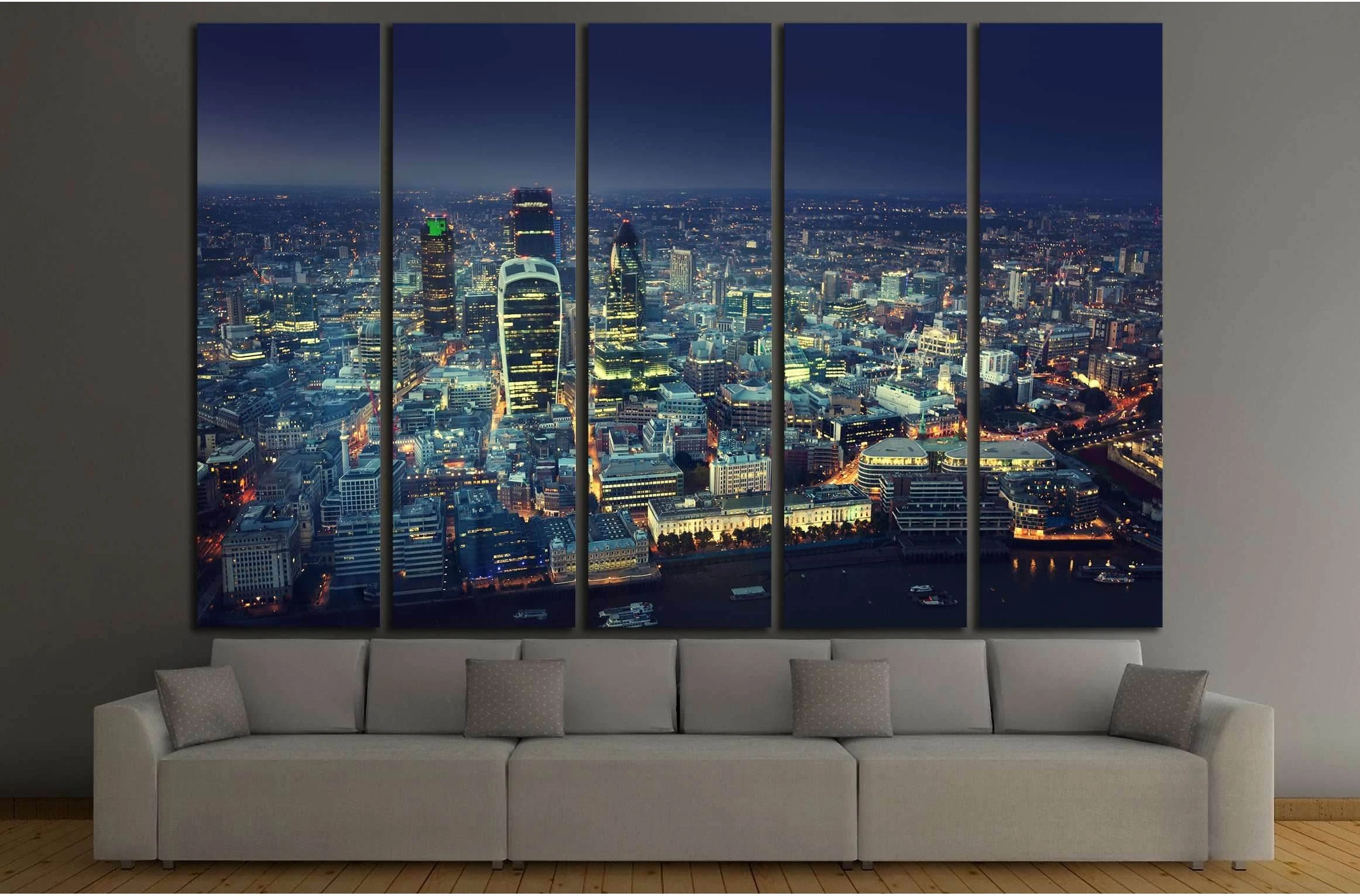 City of London At Sunset №2654 Ready to Hang Canvas Print - Zellart Canvas Prints ALL_Products, s-2654