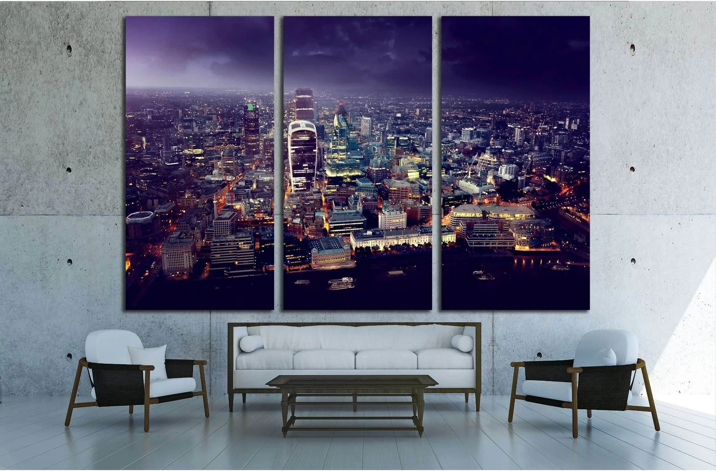 City of London At Sunset №2991 Ready to Hang Canvas Print - Zellart Canvas Prints ALL_Products, s-2991