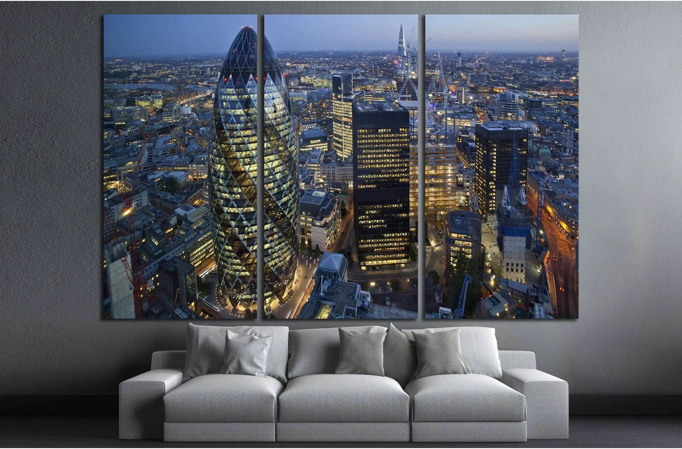 City of London Skyline At Sunse №2148 Ready to Hang Canvas Print - Zellart Canvas Prints ALL_Products, s-2148