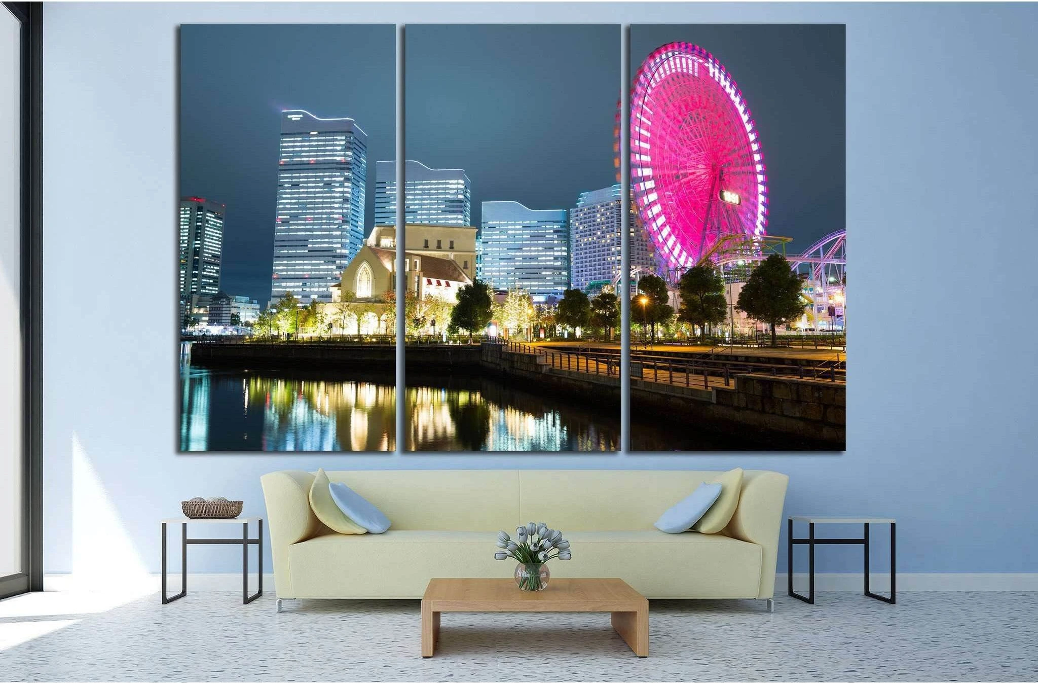 City skyline in Japan at night №828 Ready to Hang Canvas Print - Zellart Canvas Prints ALL_Products, s-828