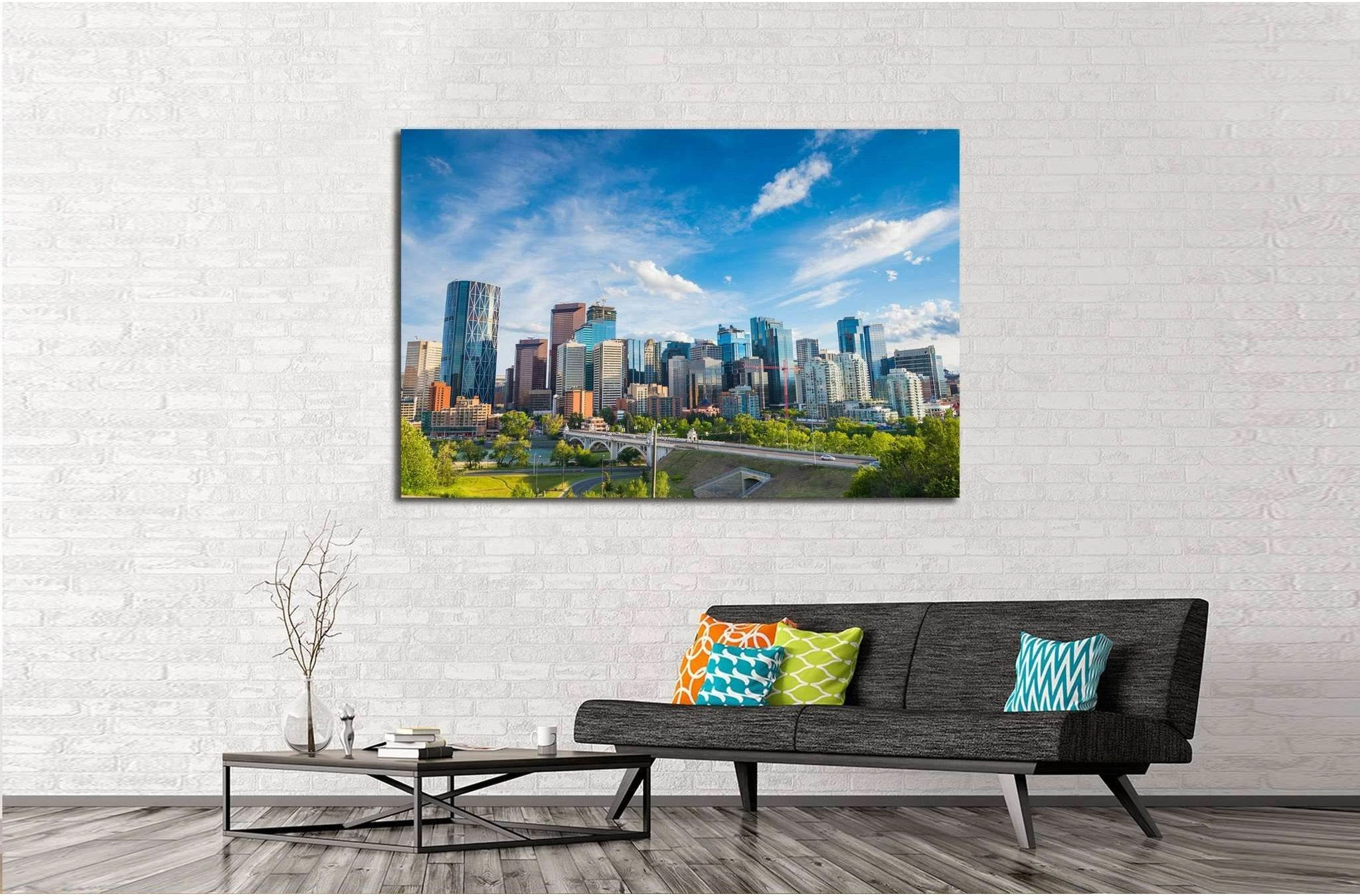 City skyline of Calgary, Alberta, Canada №2083 Ready to Hang Canvas Print - Zellart Canvas Prints ALL_Products, s-2083