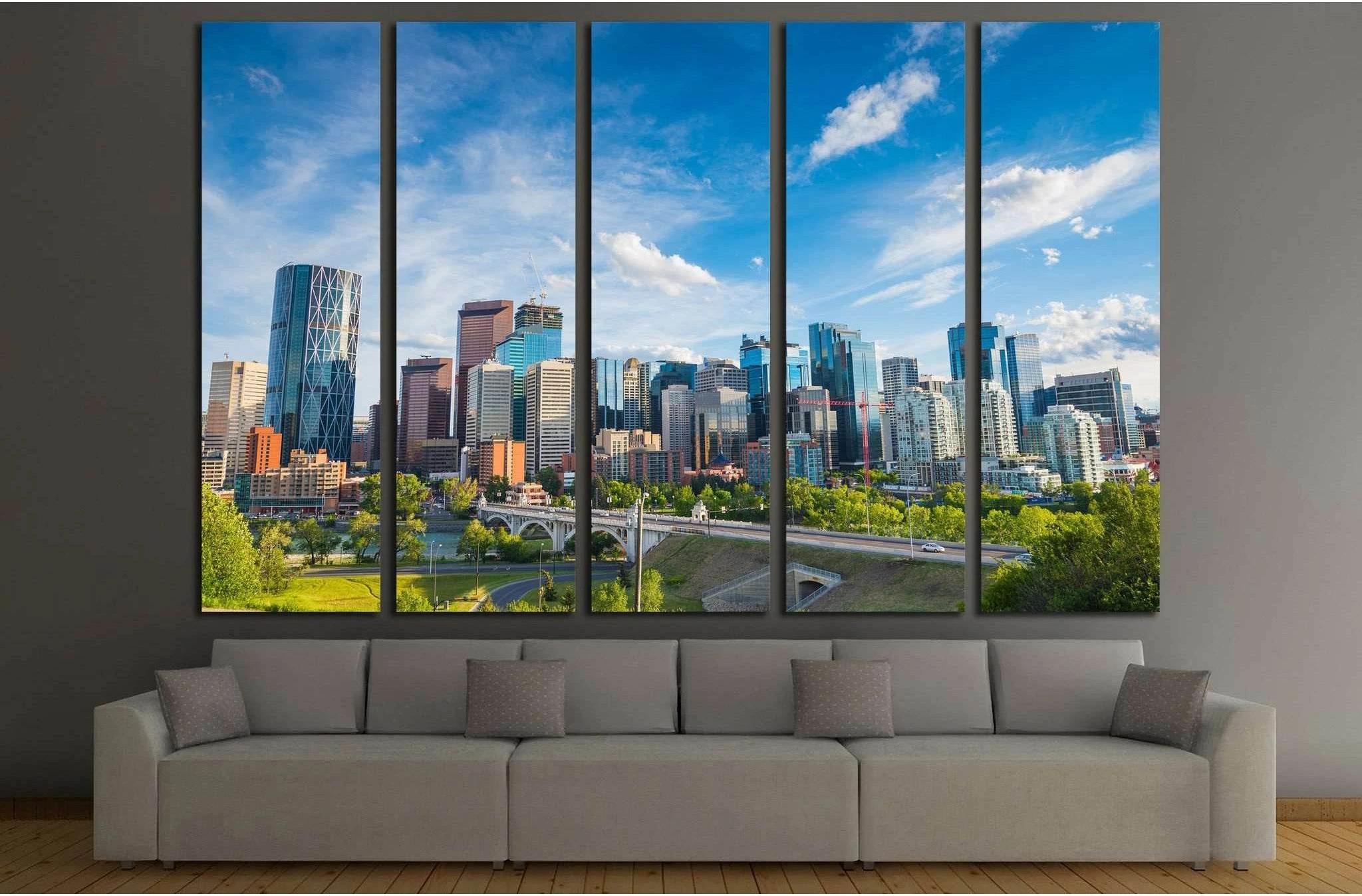 City skyline of Calgary, Alberta, Canada №2083 Ready to Hang Canvas Print - Zellart Canvas Prints ALL_Products, s-2083