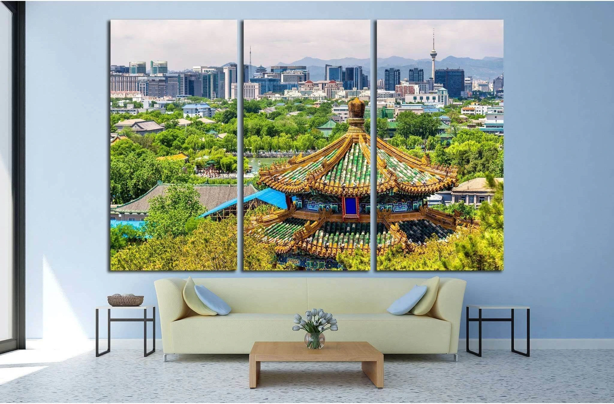 City view of Beijing from Jingshan park, China №1370 Ready to Hang Canvas Print - Zellart Canvas Prints ALL_Products, s-1370