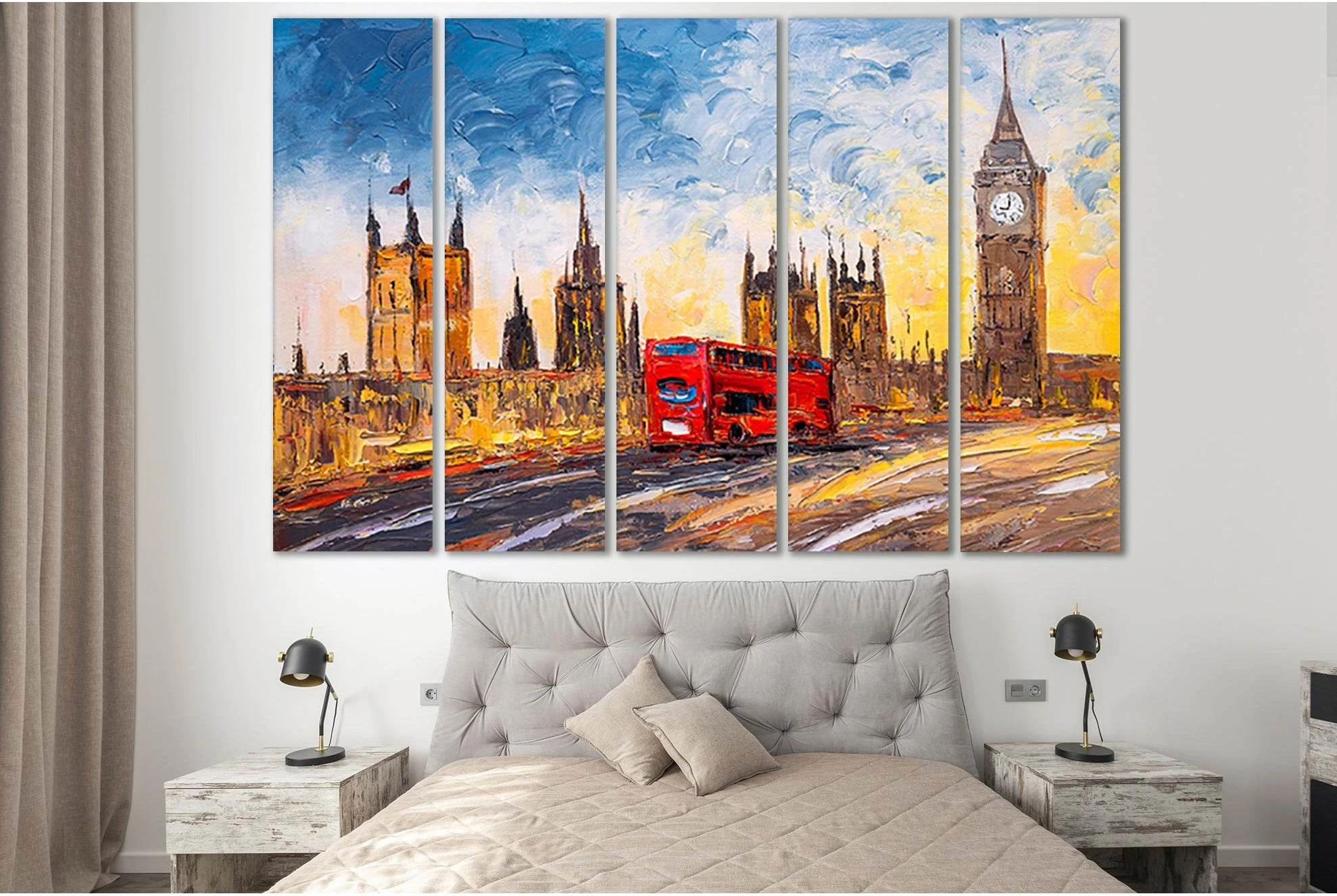 City View Of London №SL597 Ready to Hang Canvas Print - Zellart Canvas Prints 0new, ALL_Products, Oil Painting Wall Art
