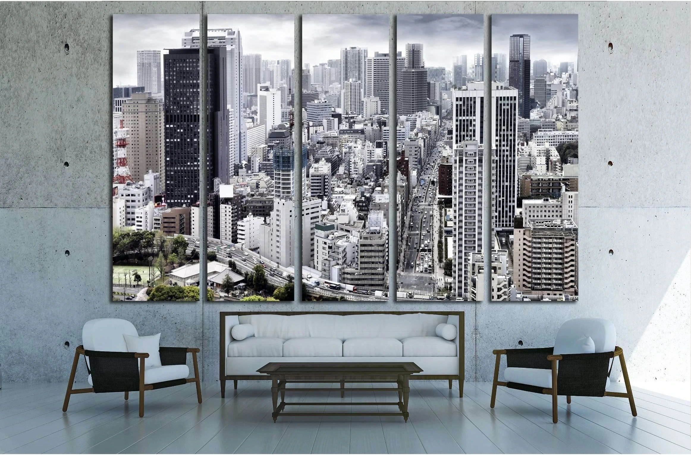 City view of skyscarpers №2608 Ready to Hang Canvas Print - Zellart Canvas Prints ALL_Products, s-2608