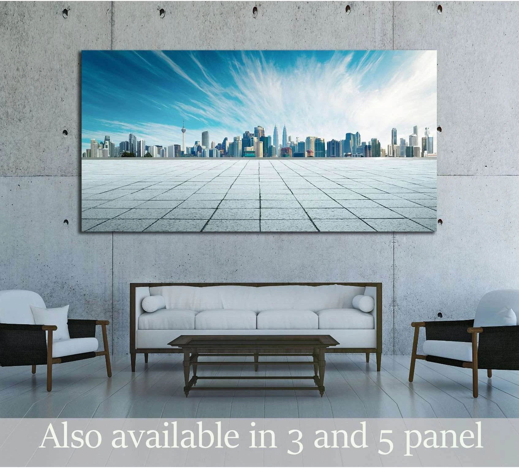 Cityscape and skyline with empty floor №2956 Ready to Hang Canvas Print - Zellart Canvas Prints ALL_Products, s-2956