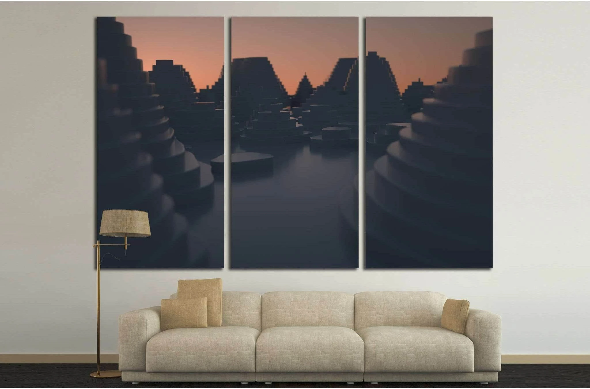 Cityscape at sunset №1605 Ready to Hang Canvas Print - Zellart Canvas Prints ALL_Products, s-1605