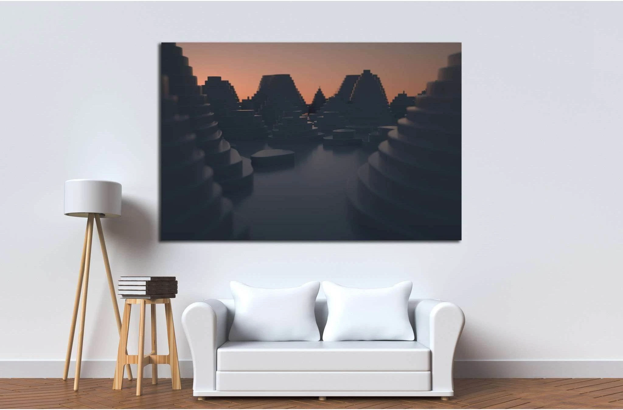 Cityscape at sunset №1605 Ready to Hang Canvas Print - Zellart Canvas Prints ALL_Products, s-1605