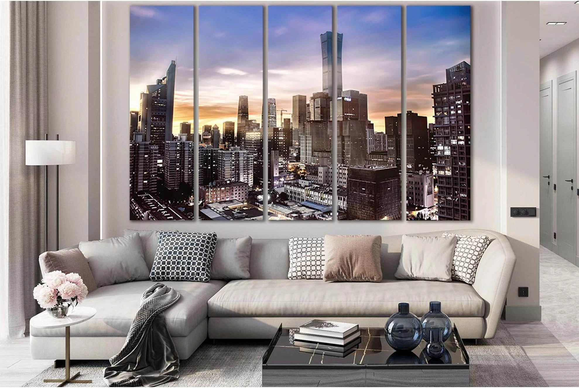 Cityscape Beautiful Morning №SL1455 Ready to Hang Canvas Print - Zellart Canvas Prints 0new, ALL_Products, CITYSCAPES & SKYLINES