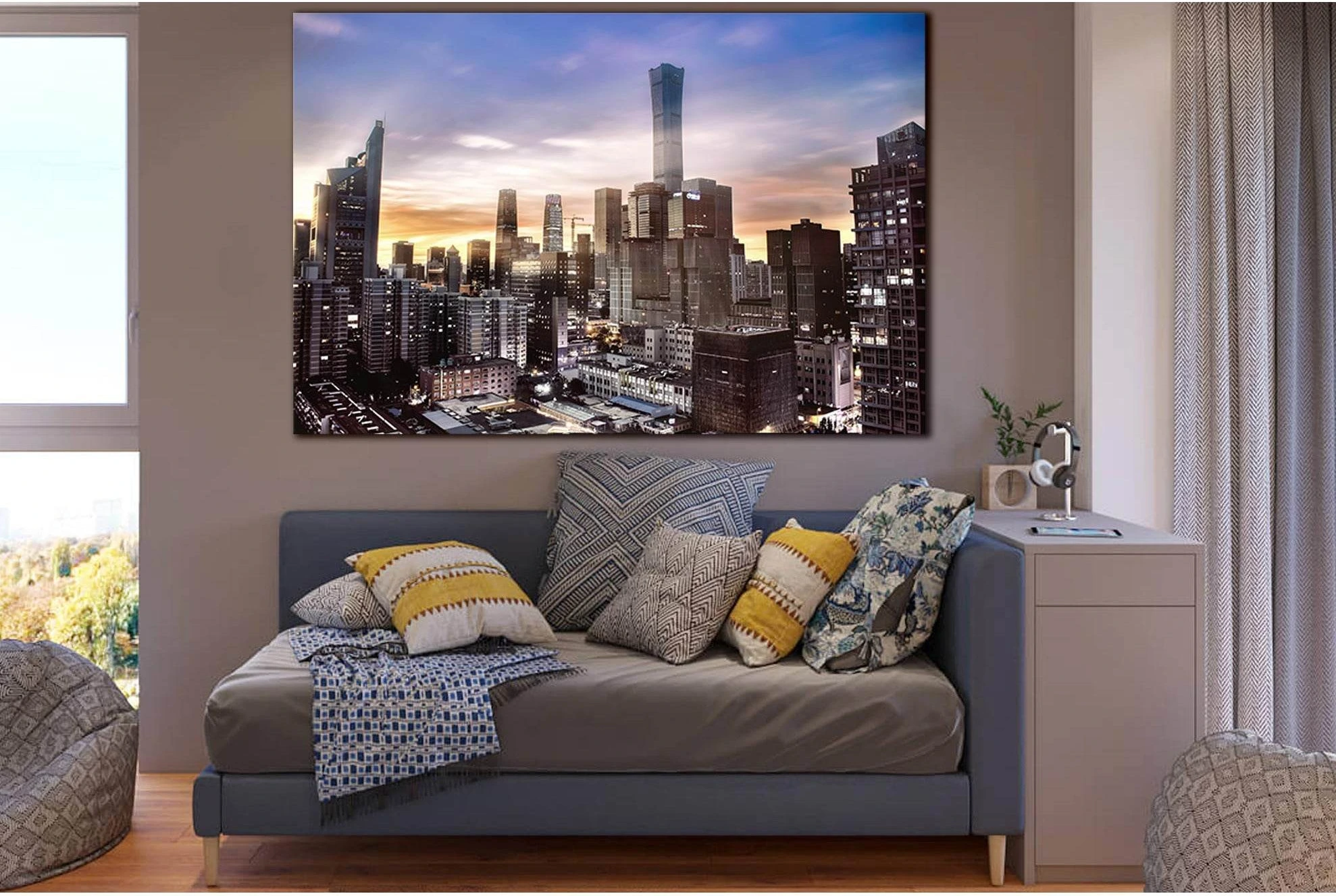 Cityscape Beautiful Morning №SL1455 Ready to Hang Canvas Print - Zellart Canvas Prints 0new, ALL_Products, CITYSCAPES & SKYLINES