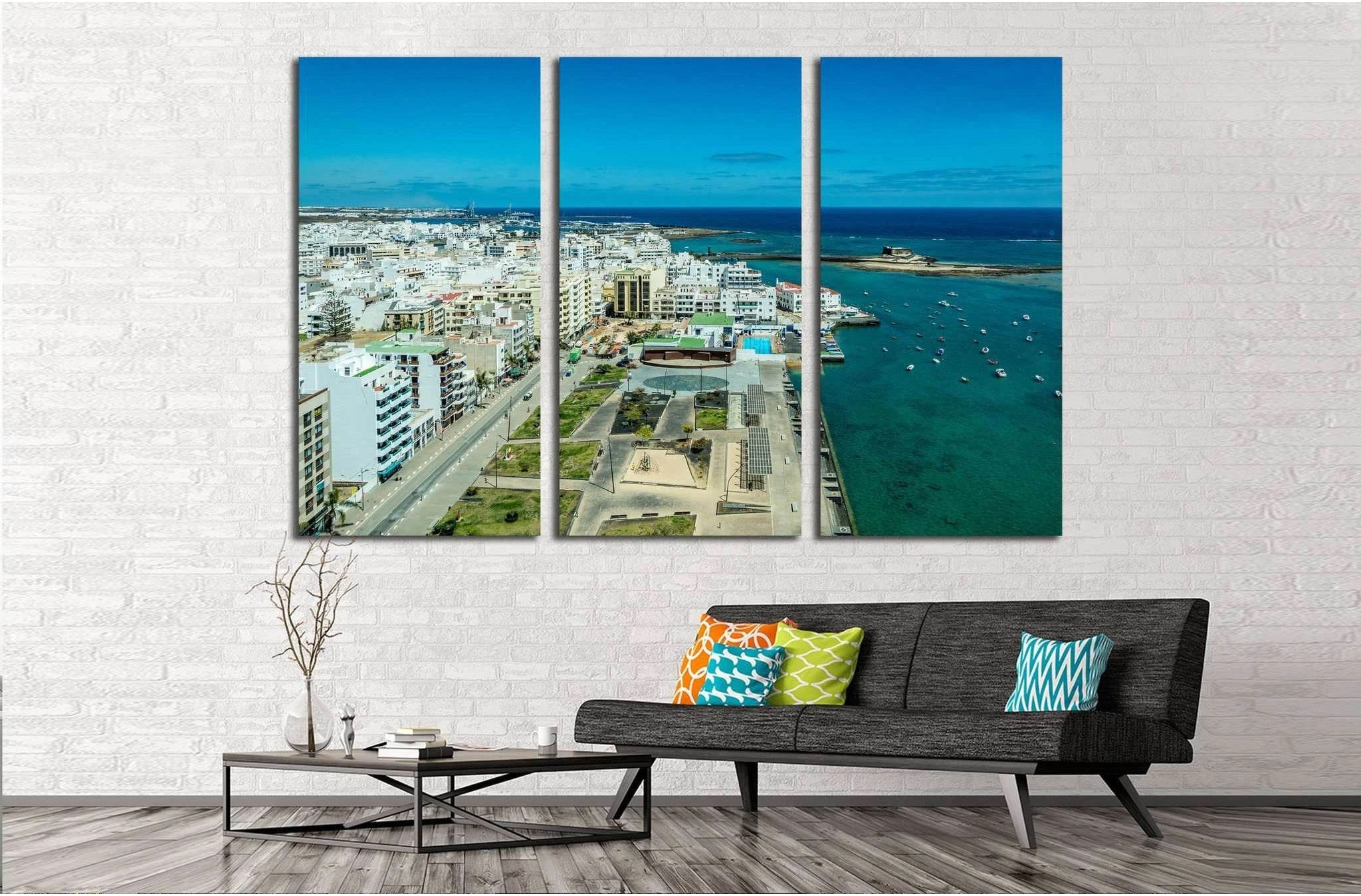 Cityscape of Arrecife, the capital city of Lanzarote island, Spain №1765 Ready to Hang Canvas Print - Zellart Canvas Prints ALL_Products, s-1765