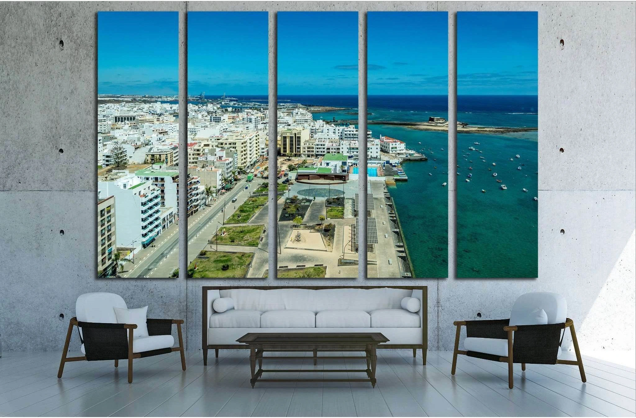 Cityscape of Arrecife, the capital city of Lanzarote island, Spain №1765 Ready to Hang Canvas Print - Zellart Canvas Prints ALL_Products, s-1765