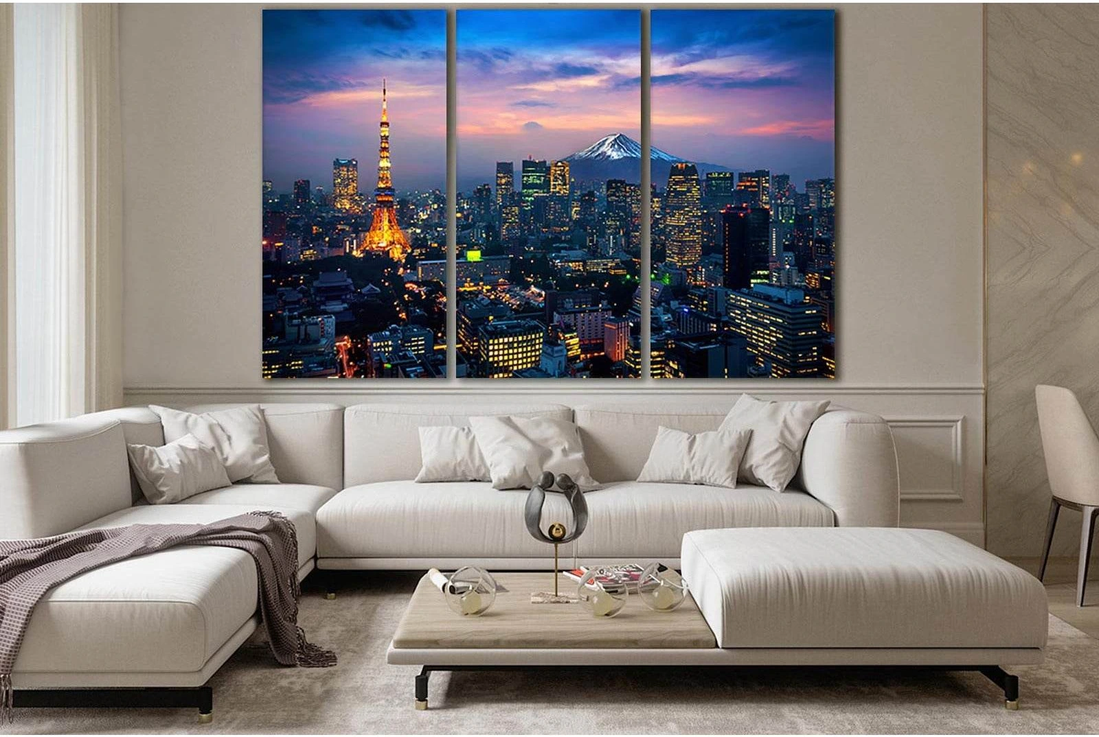 Cityscape Of Tokyo With Mount Fuji №SL373 Ready to Hang Canvas Print - Zellart Canvas Prints 0new, ALL_Products, Cityscapes & Skylines