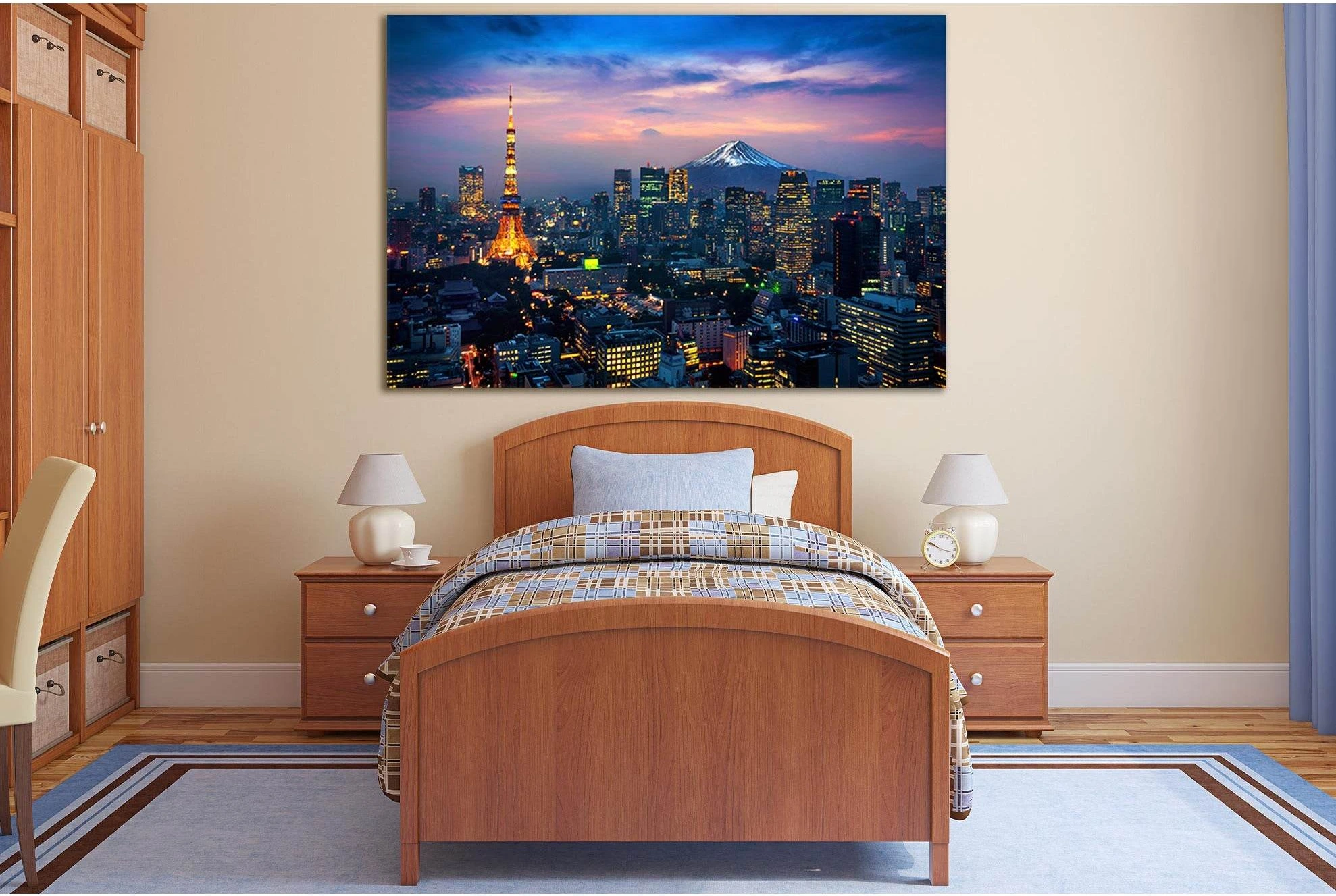 Cityscape Of Tokyo With Mount Fuji №SL373 Ready to Hang Canvas Print - Zellart Canvas Prints 0new, ALL_Products, Cityscapes & Skylines