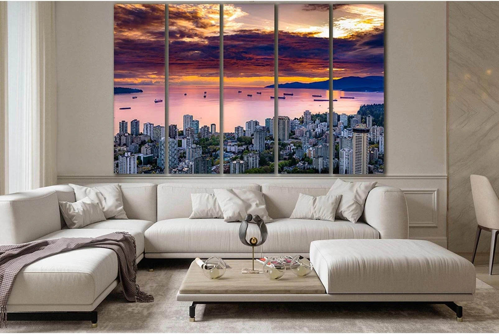 Cityscape Under Brown Sky №SL342 Ready to Hang Canvas Print - Zellart Canvas Prints 0new, ALL_Products, Cityscapes & Skylines