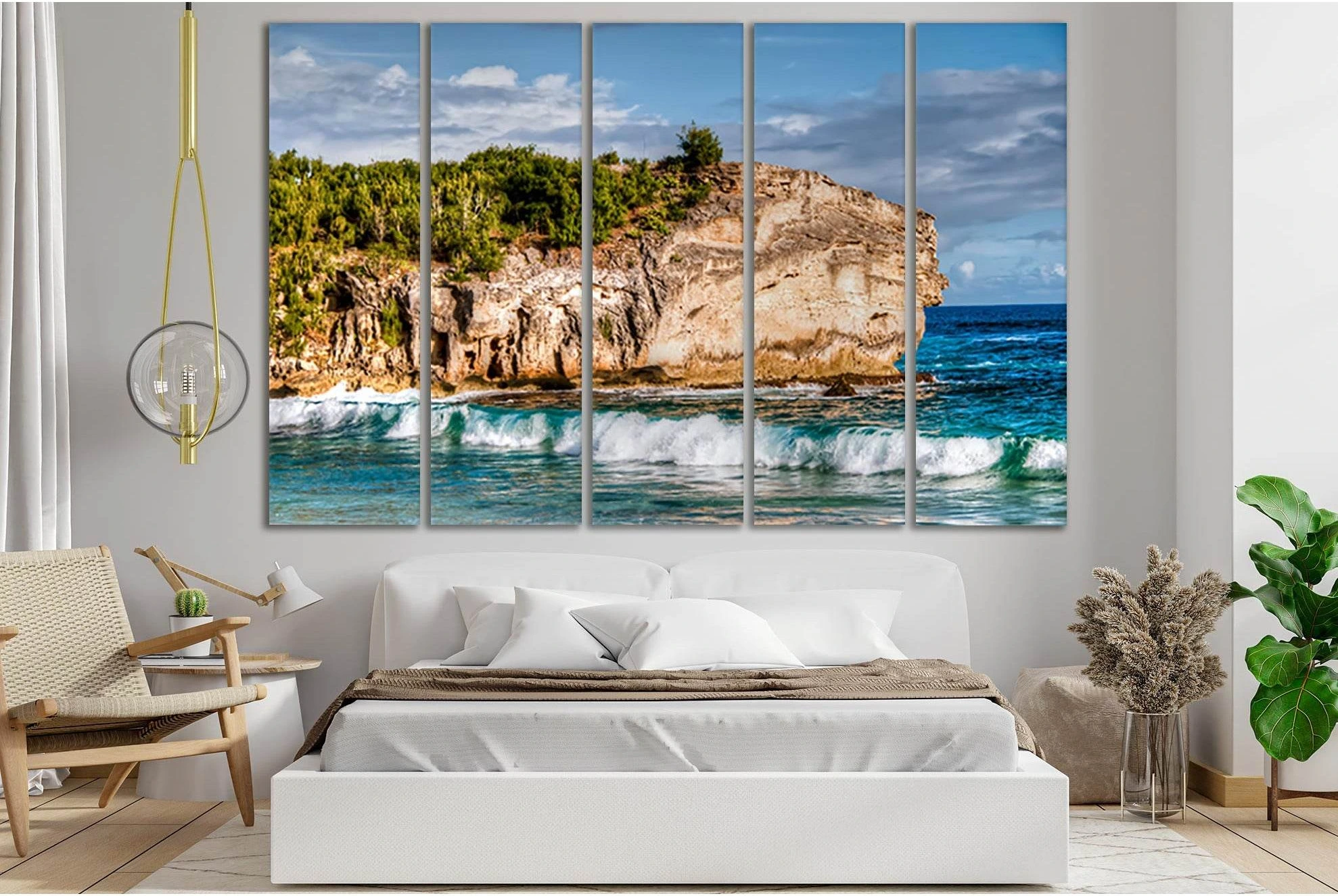 Cliff Sea Waves №SL118 Ready to Hang Canvas Print - Zellart Canvas Prints 0new, ALL_Products, Beach Ocean & Waves