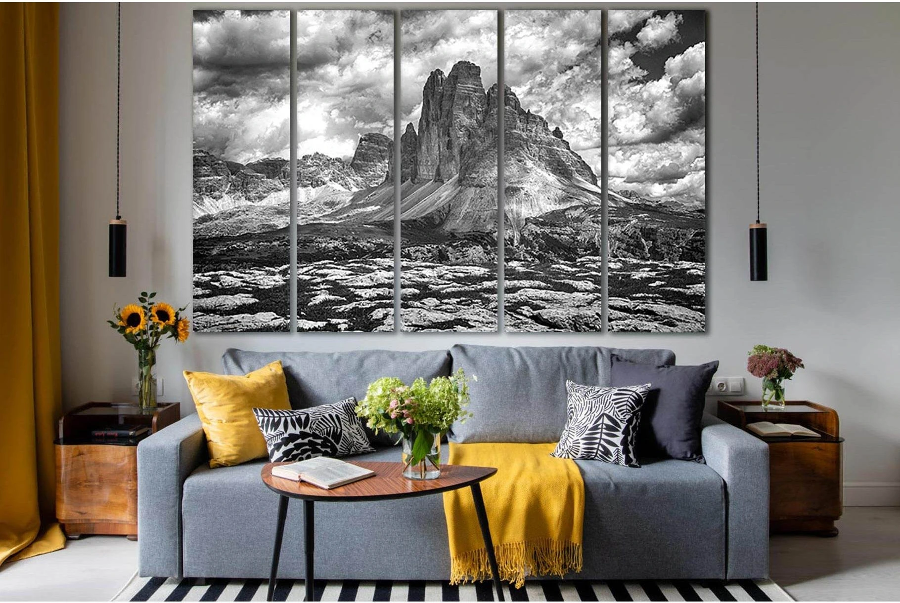 Cliffs In Black And White №SL831 Ready to Hang Canvas Print - Zellart Canvas Prints 0new, ALL_Products, Black & White Wall Art