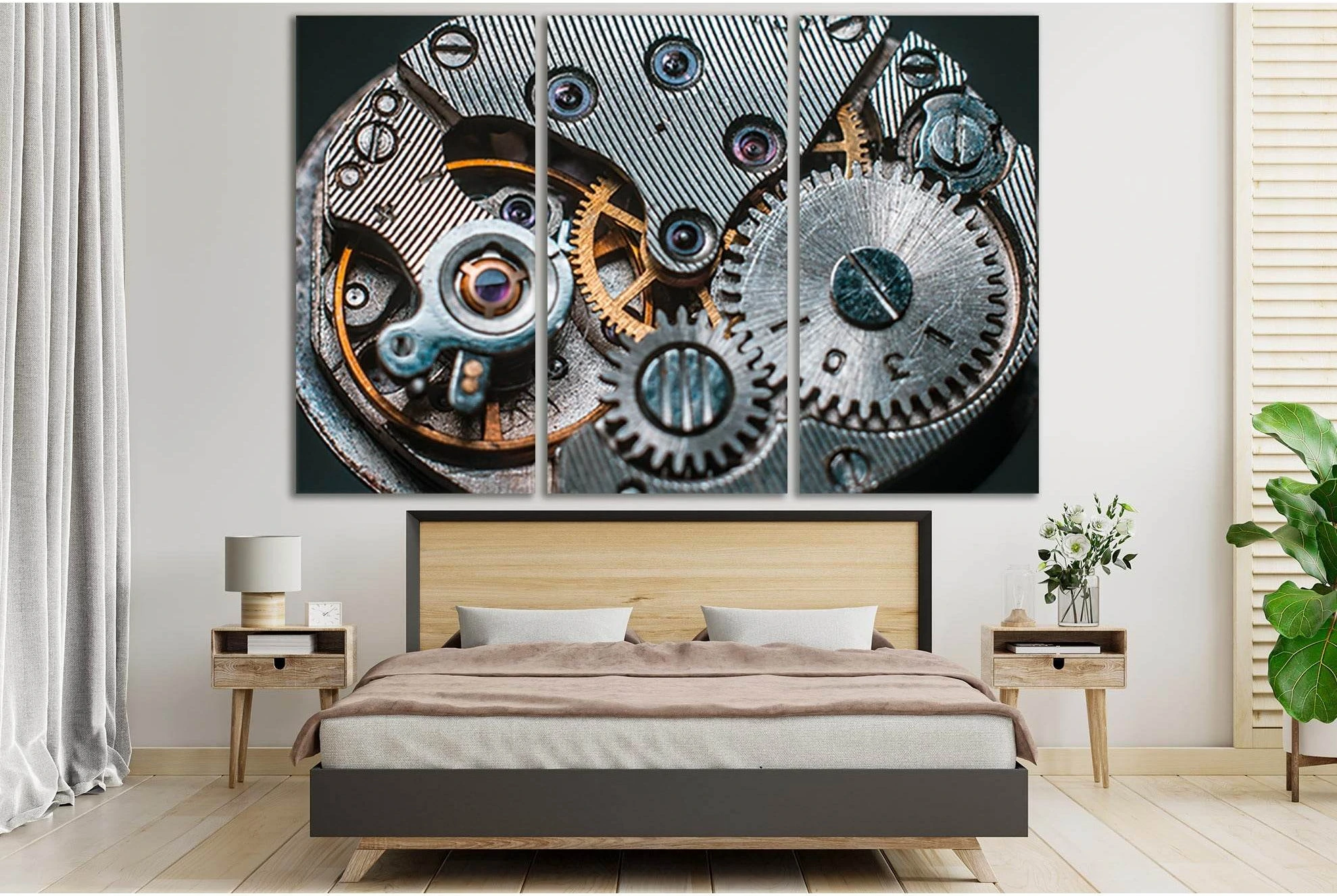 Clock Mechanism Close Up №SL792 Ready to Hang Canvas Print - Zellart Canvas Prints 0new, ALL_Products, Engine, Engines Wall Art