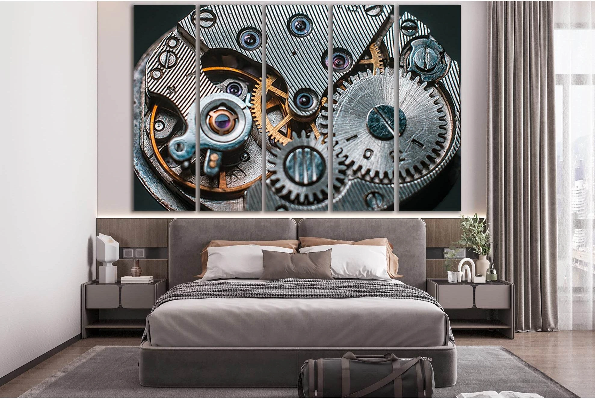 Clock Mechanism Close Up №SL792 Ready to Hang Canvas Print - Zellart Canvas Prints 0new, ALL_Products, Engine, Engines Wall Art