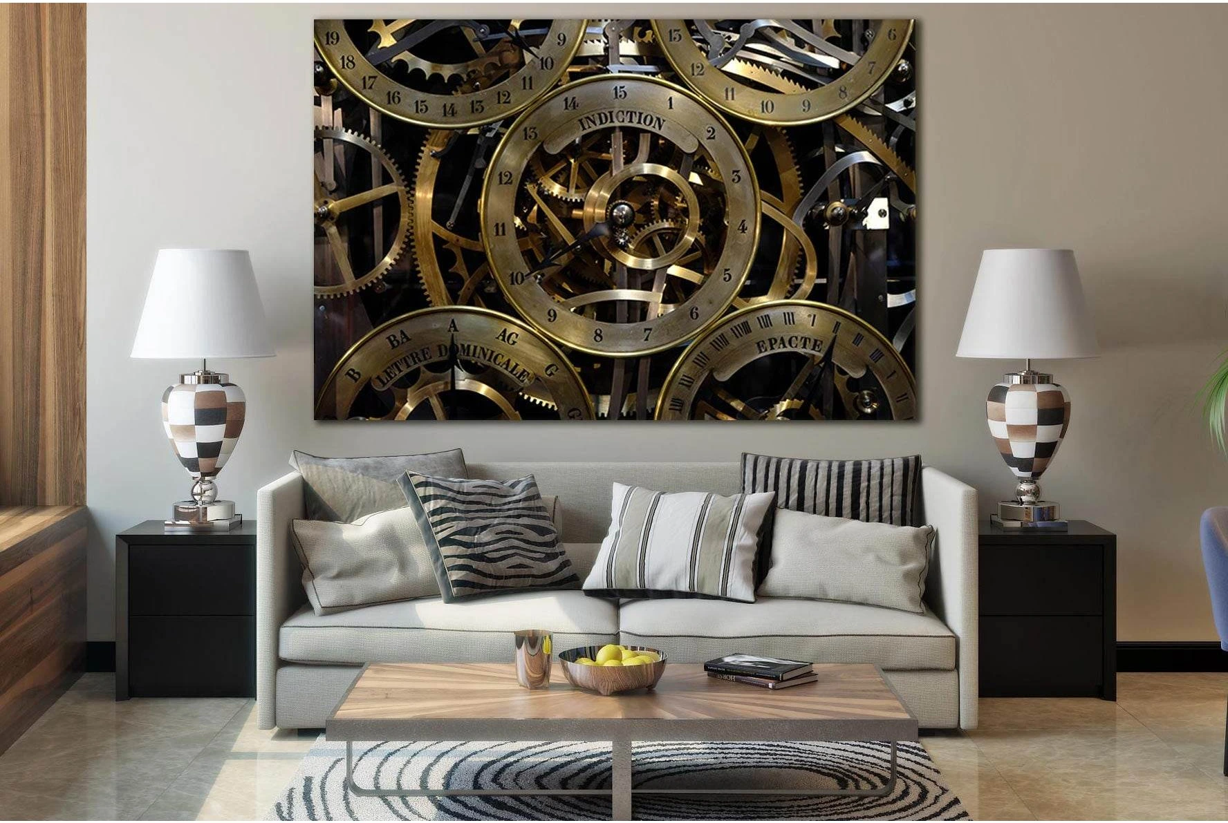 Clock Movement №SL787 Ready to Hang Canvas Print - Zellart Canvas Prints 0new, ALL_Products, Engine, Engines Wall Art