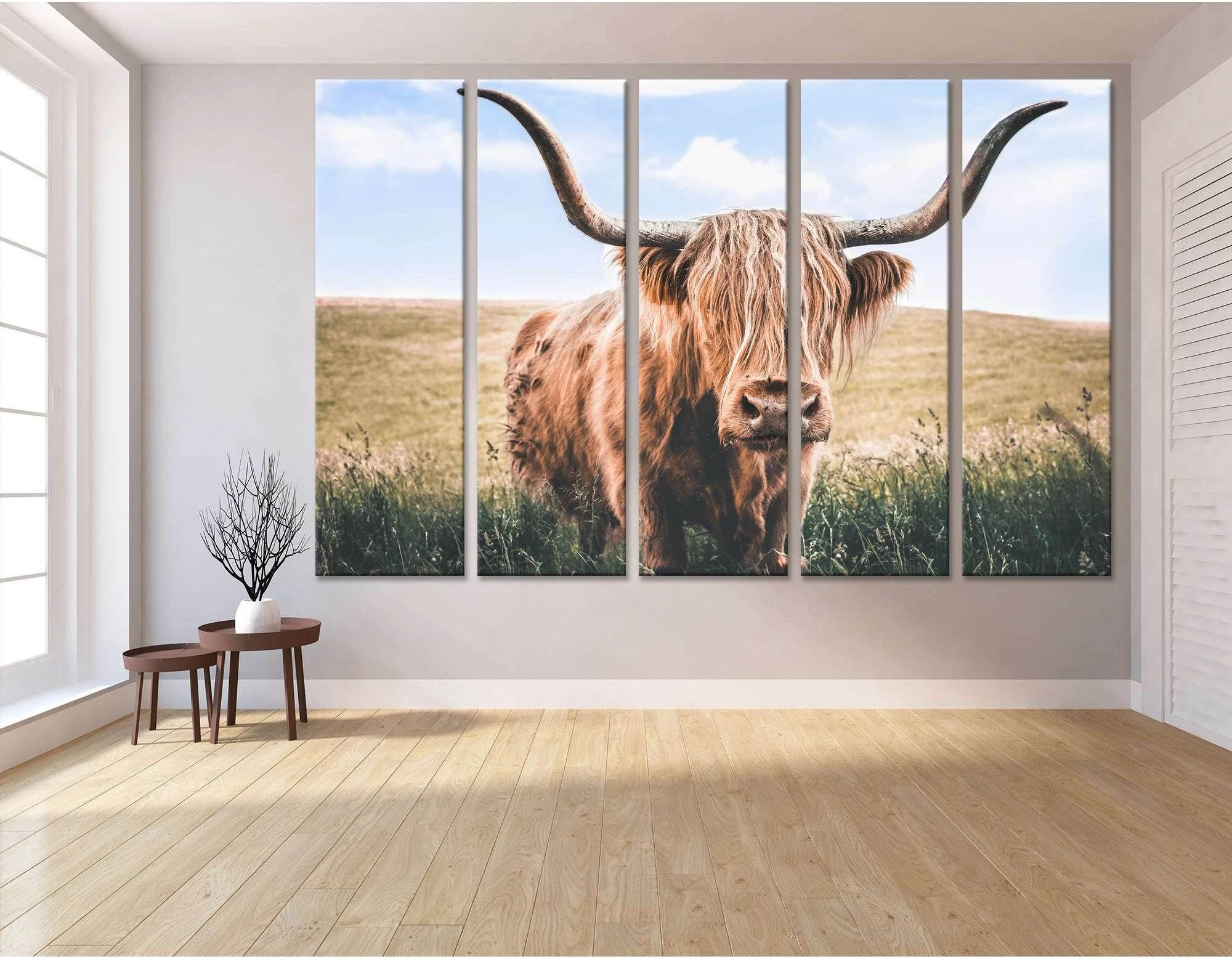 Close Up Brown Highland Cow №04126 Ready to Hang Canvas Print - Zellart Canvas Prints ALL_Products, Cow