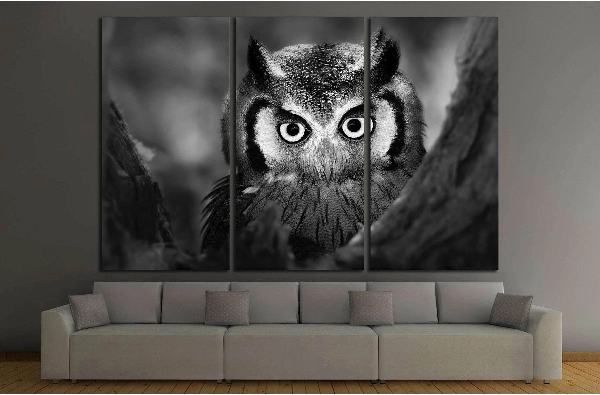 Close-up of a Whitefaced Owl №1842 Ready to Hang Canvas Print - Zellart Canvas Prints ALL_Products, Owl, s-1842