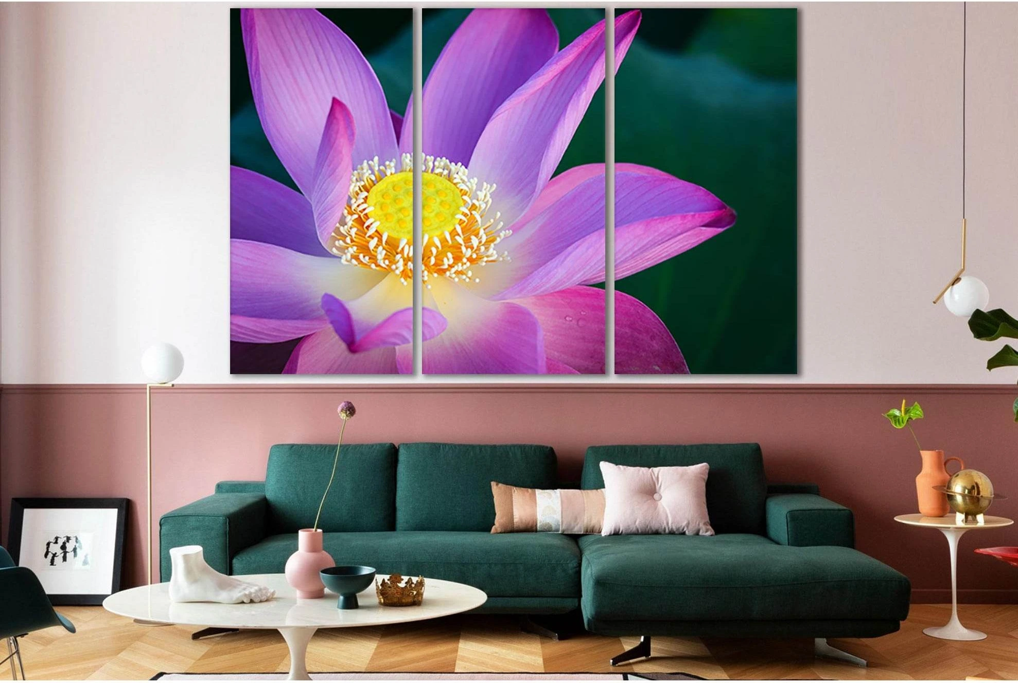 Close Up Of Lotus Flower №SL709 Ready to Hang Canvas Print - Zellart Canvas Prints 0new, ALL_Products, Floral & Botanical Wall Art