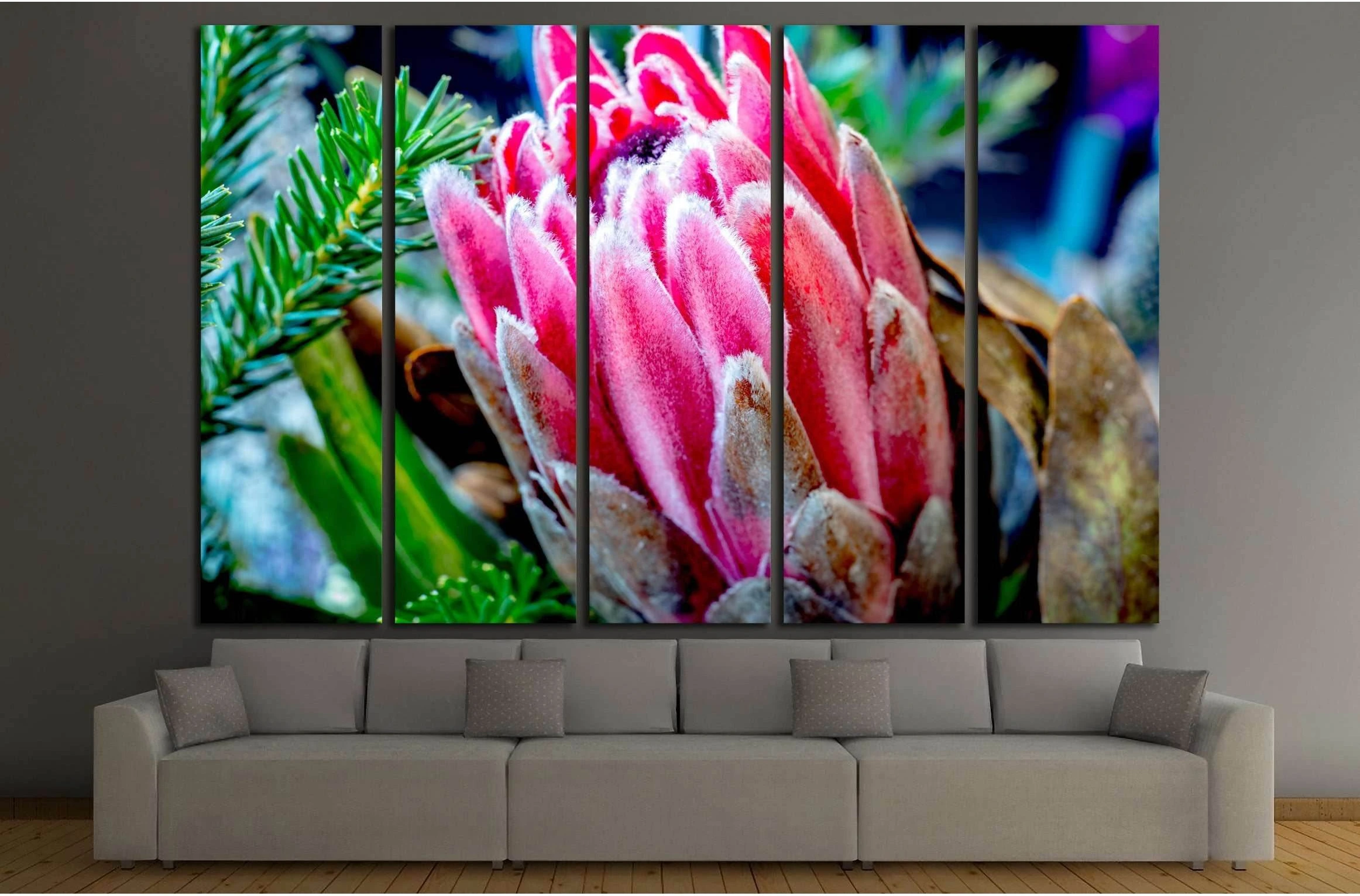 Close up of Protea flower №3271 Ready to Hang Canvas Print - Zellart Canvas Prints ALL_Products, s-3271