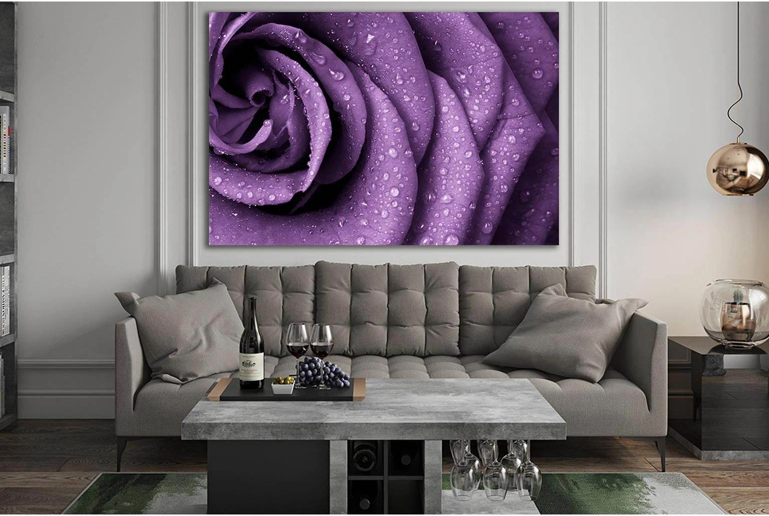 Close Up Of Violet Rose №SL680 Ready to Hang Canvas Print - Zellart Canvas Prints 0new, ALL_Products, Floral & Botanical Wall Art