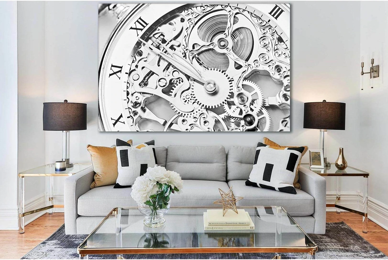Close View Of Watch Mechanism №SL759 Ready to Hang Canvas Print - Zellart Canvas Prints 0new, ALL_Products, Engine, Engines Wall Art