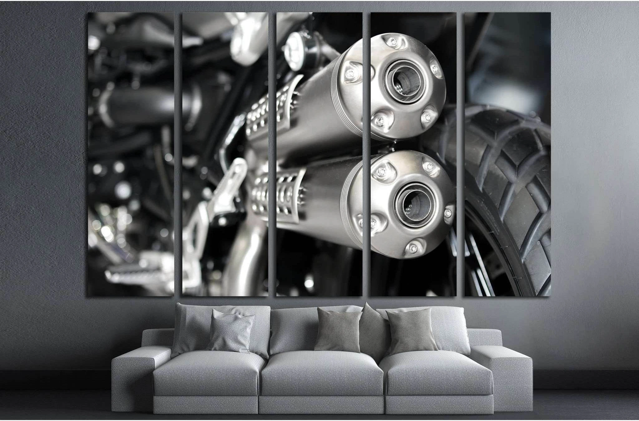 Closeup of exhaust or intake of racing motorcycle №1887 Ready to Hang Canvas Print - Zellart Canvas Prints ALL_Products, s-1887