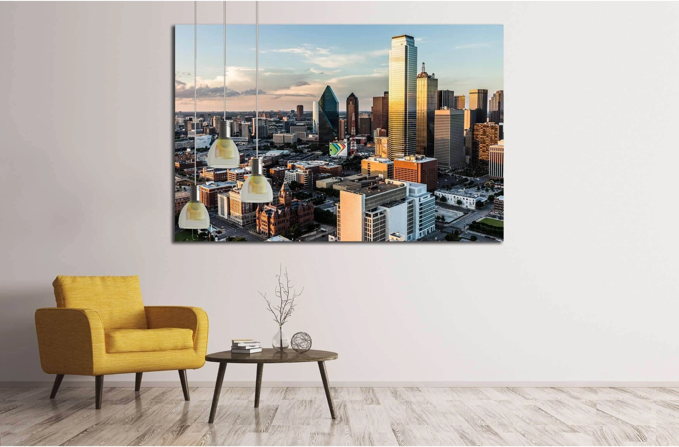 Clouds float across the sky in the setting sun of downtown Dallas, DALLAS, CIRCA №2208 Ready to Hang Canvas Print - Zellart Canvas Prints ALL_Products, s-2208