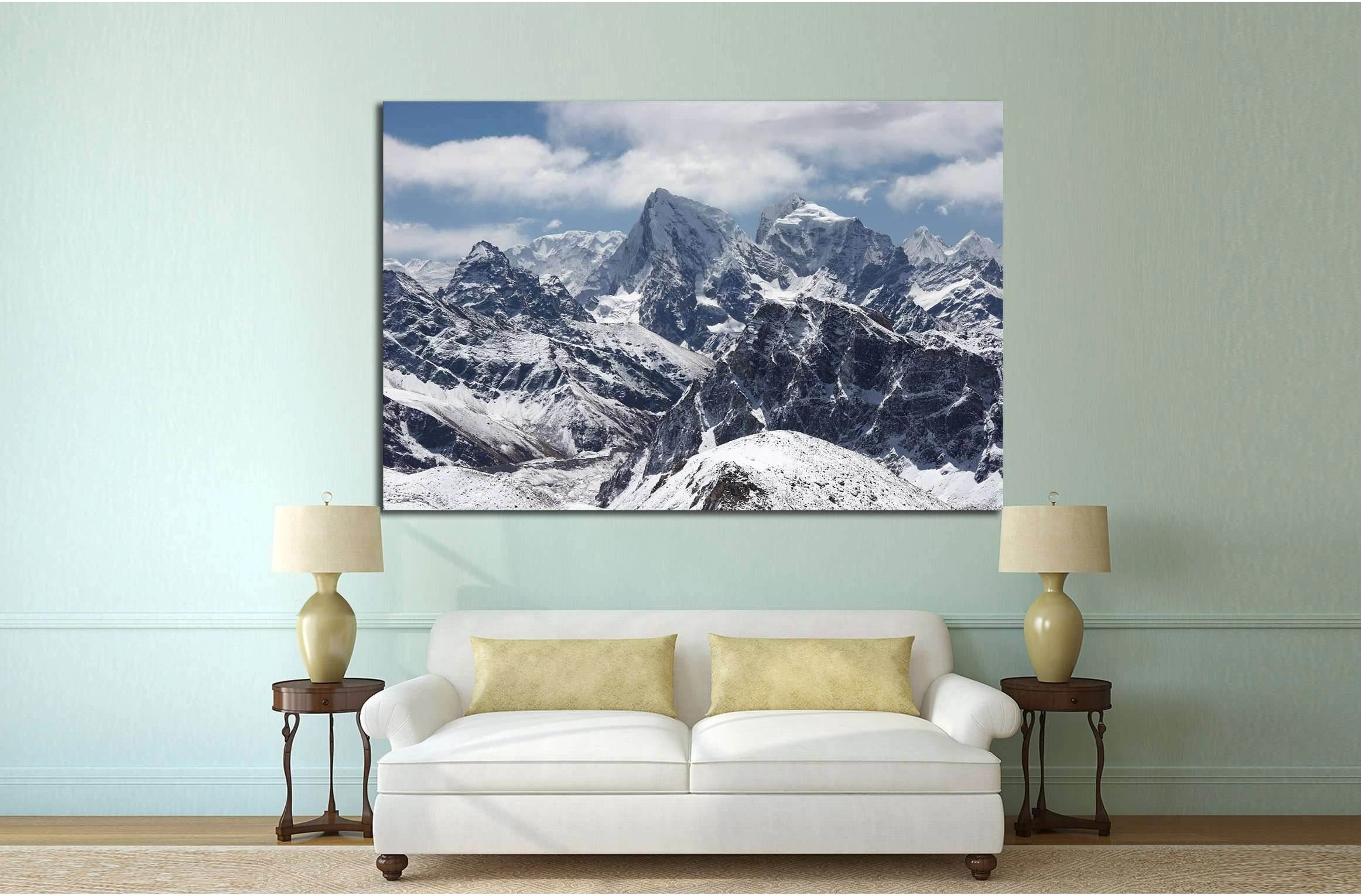 Clouds over snow mountains landscape, Himalaya №2663 Ready to Hang Canvas Print - Zellart Canvas Prints ALL_Products, s-2663