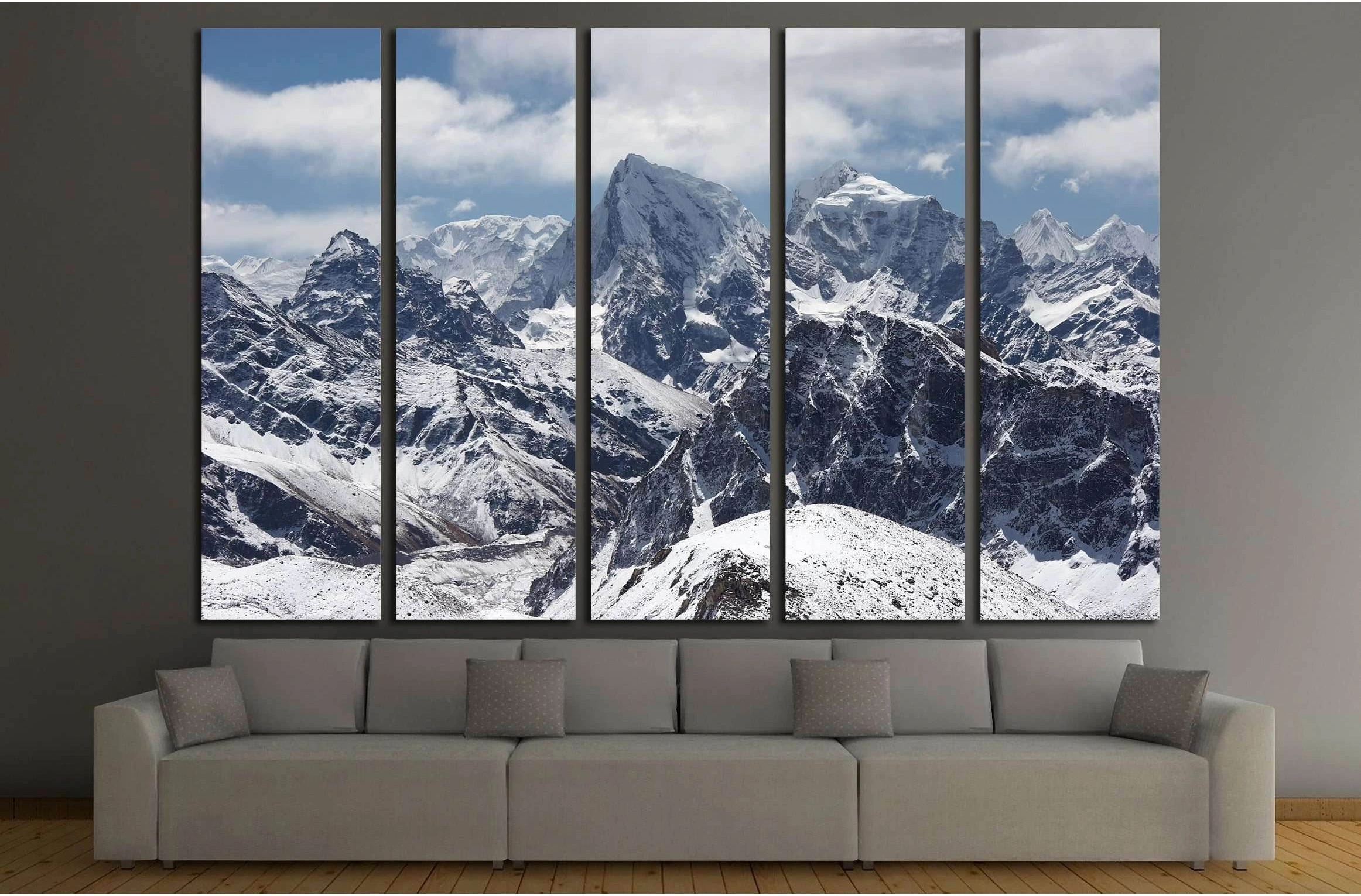 Clouds over snow mountains landscape, Himalaya №2663 Ready to Hang Canvas Print - Zellart Canvas Prints ALL_Products, s-2663