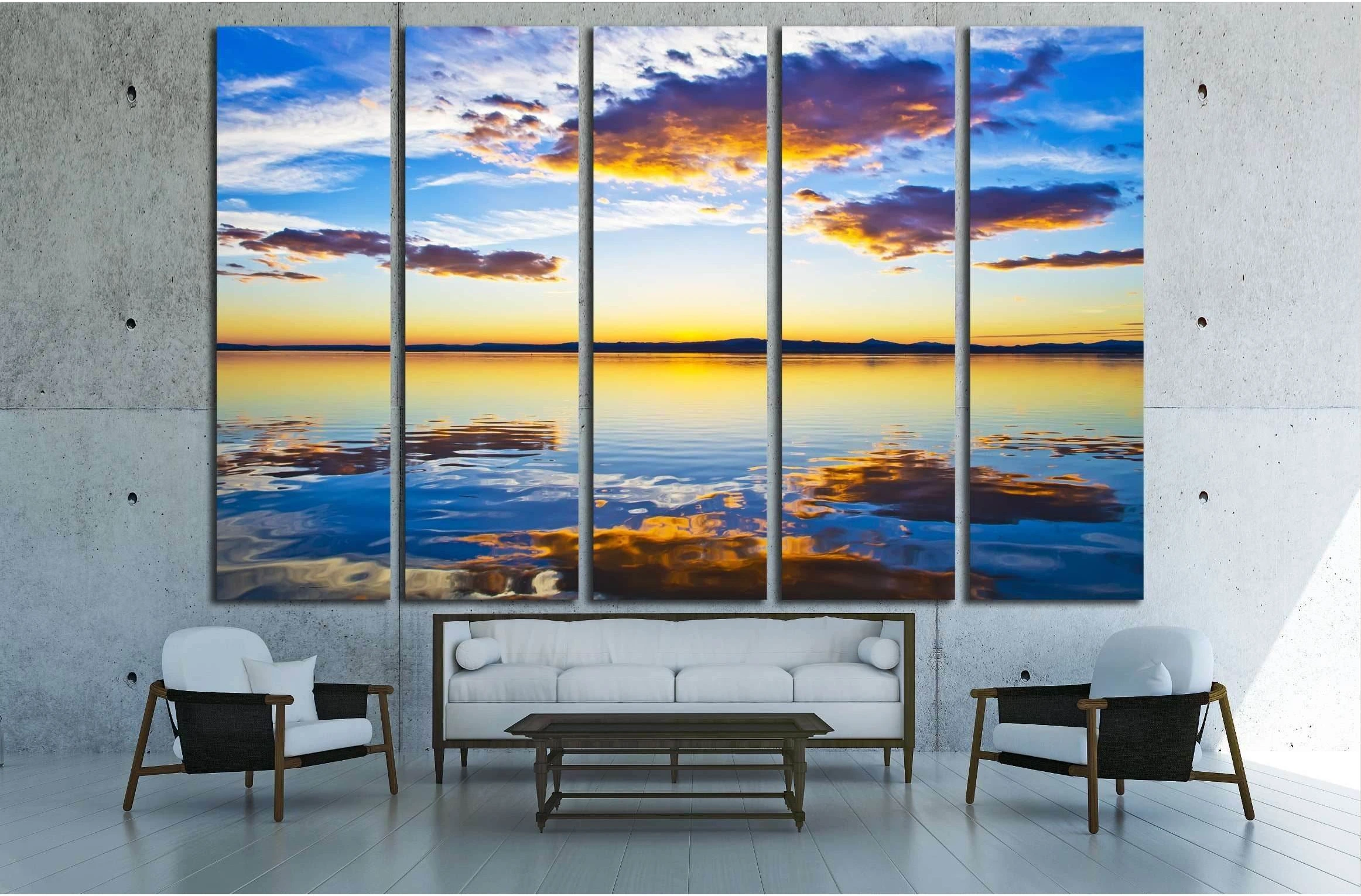 clouds reflected in lake water №3132 Ready to Hang Canvas Print - Zellart Canvas Prints ALL_Products, s-3132